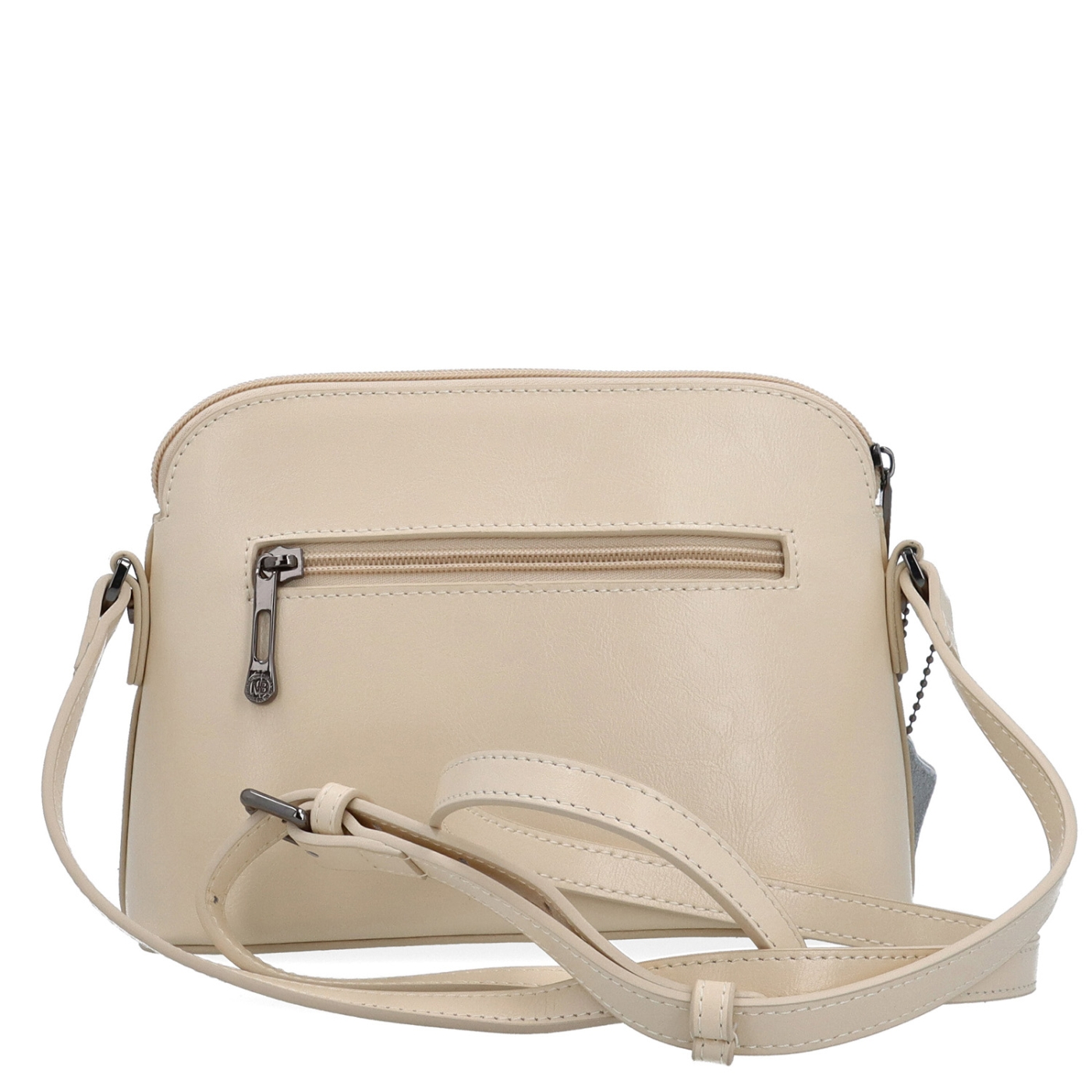 Luxusná malá kožená crossbody kabelka Noelia Bolger materiál kože zapínanie na zips farba béžová veľkosť malá NB 0080 BE Zozadu