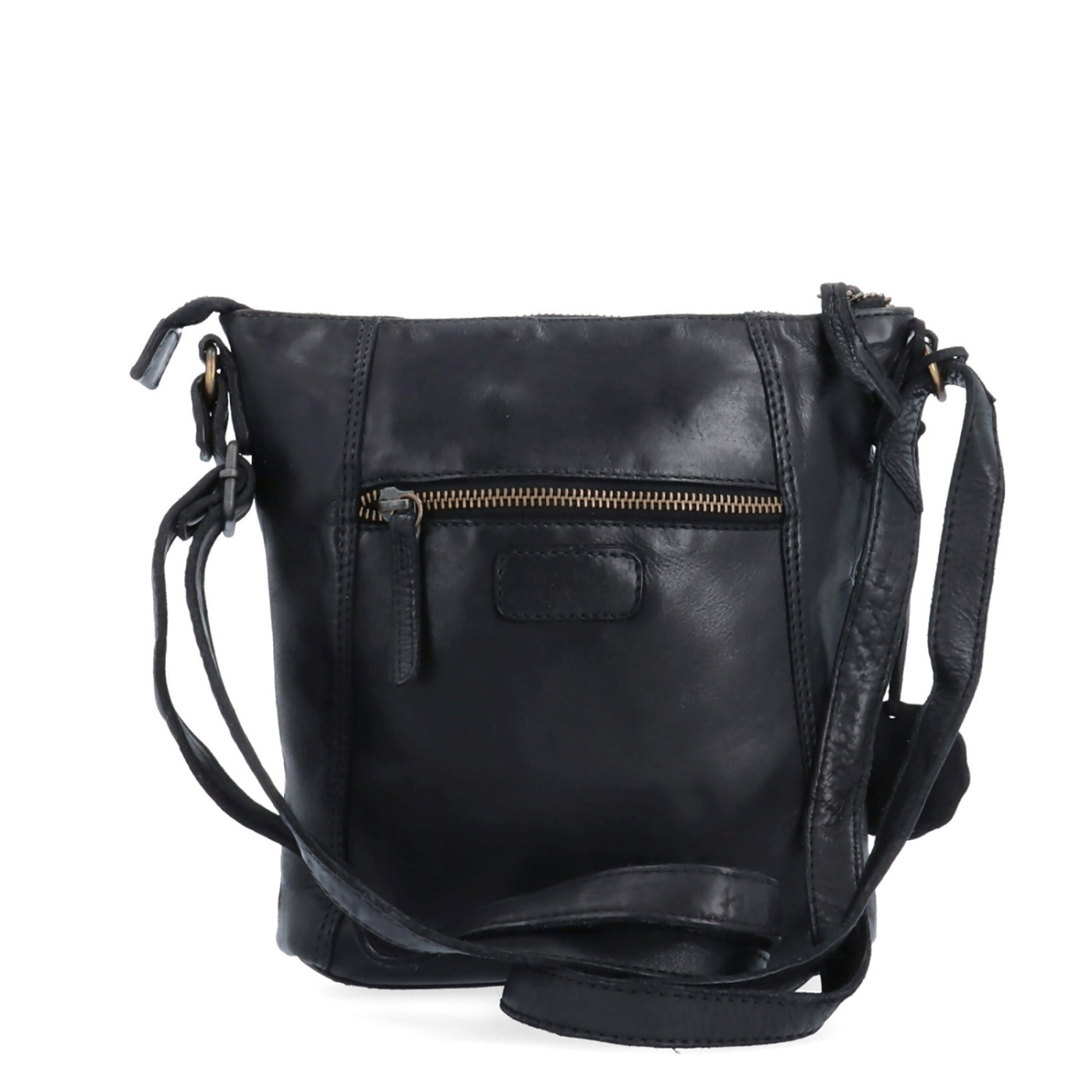 Malá kožená crossbody s prešívaním Noelia Bolger materiál kože zapínanie na zips farba čierna veľkosť malá NB 2086 C Zozadu