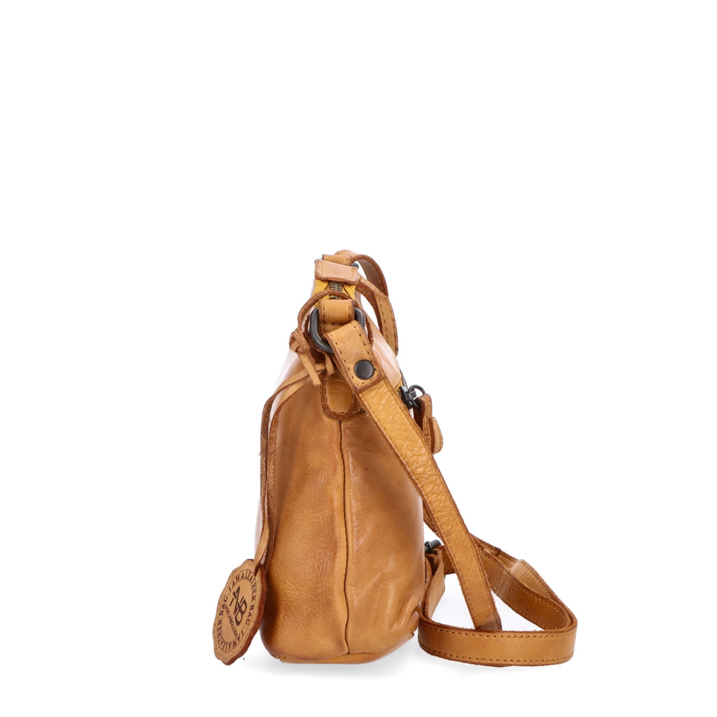 Praktická kožená crossbody na každý deň Noelia Bolger materiál kože zapínanie na zips farba žltá veľkosť malá NB 2406 ZLU Z boku
