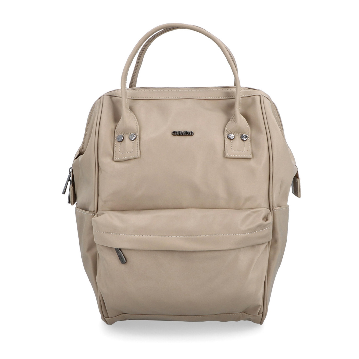 Veľký praktický batoh Carmelo Carmelo materiál nylon zapínanie na zips farba taupe veľkosť veľká 4319 T Spredu