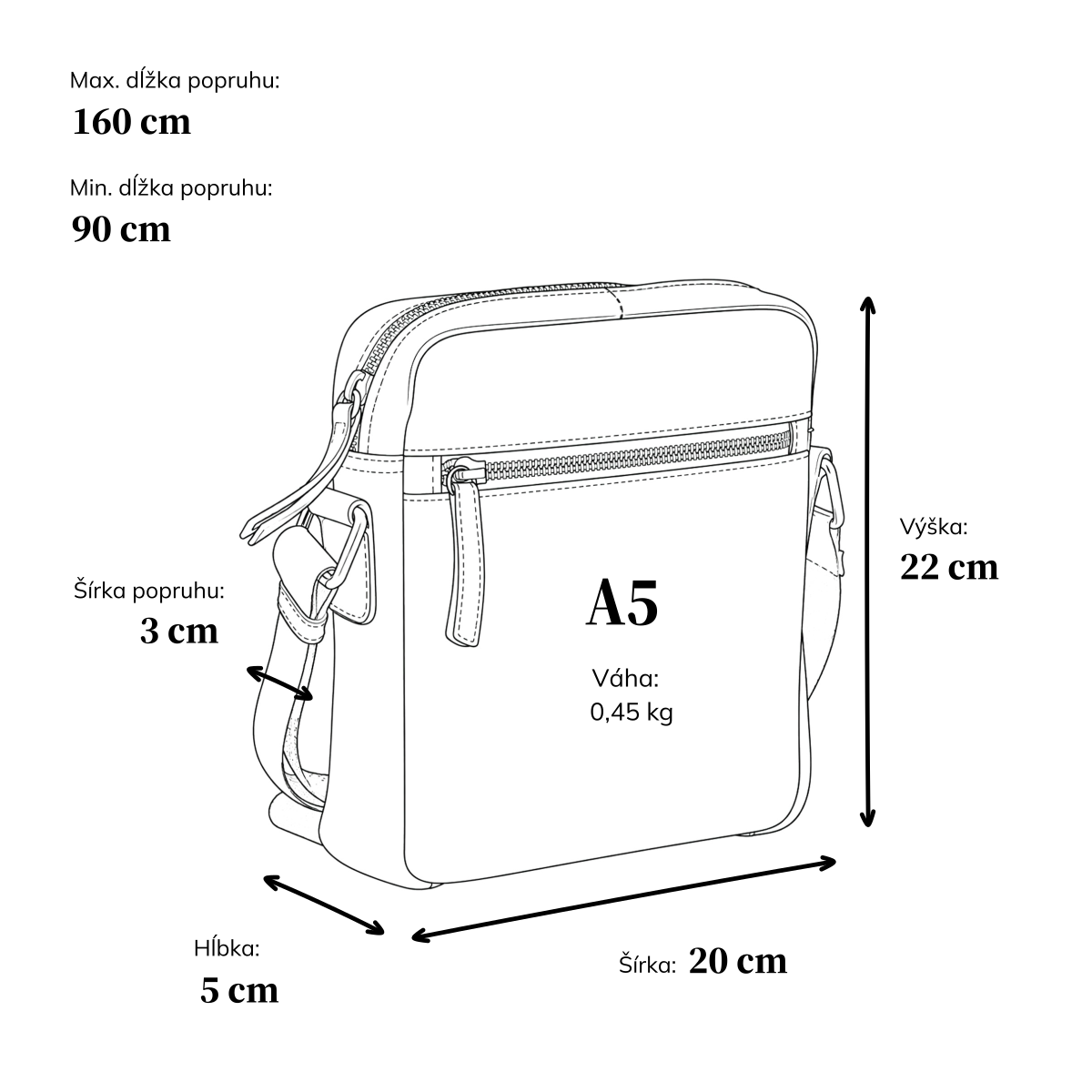 Kožená crossbody taška s vreckami Poyem materiál kože farba hnedá veľkosť malá 2206 Poyem H Rozmery