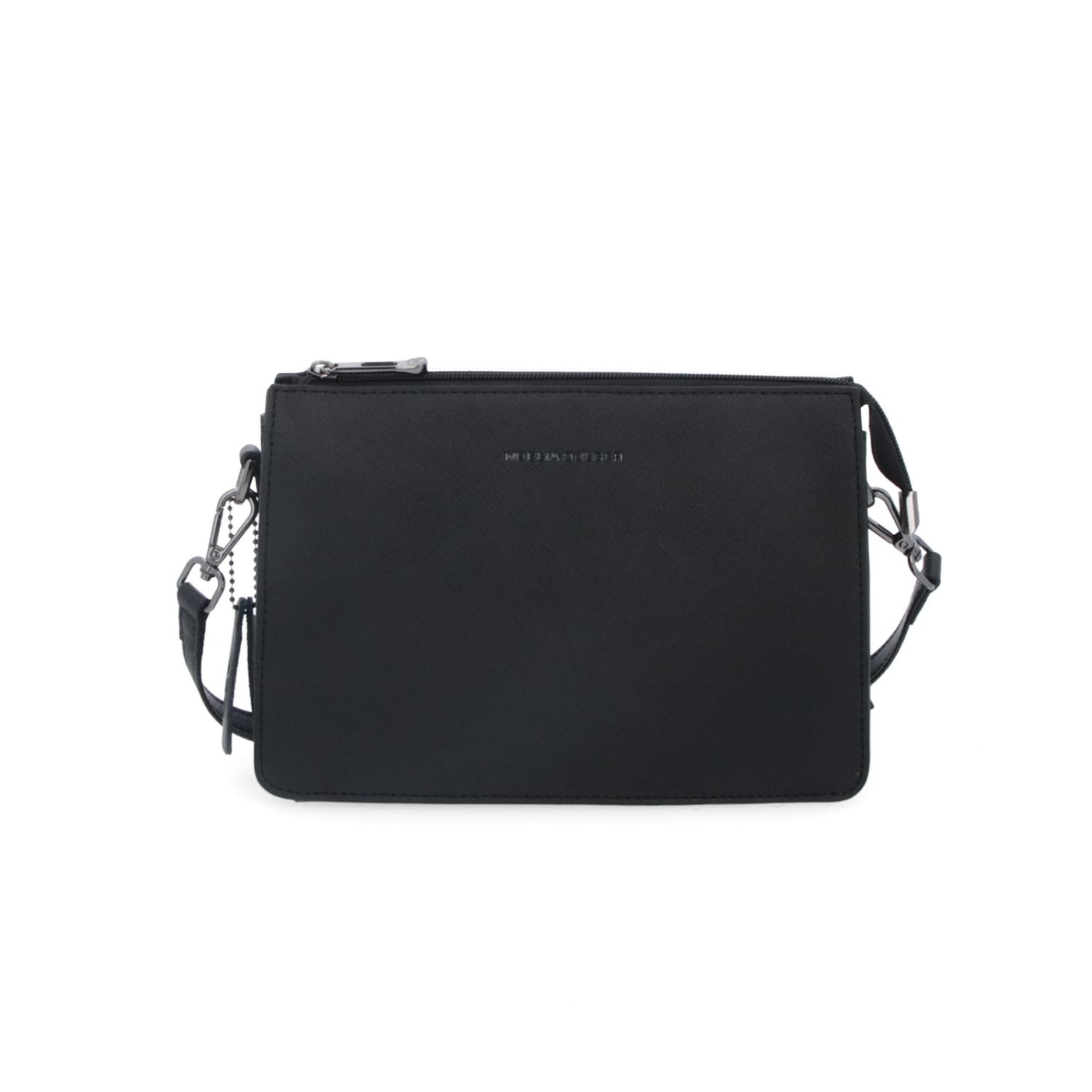 Elegantná crossbody kabelka Noelia Bolger materiál kože zapínanie na zips farba čierna veľkosť malá NB 0042 C Spredu