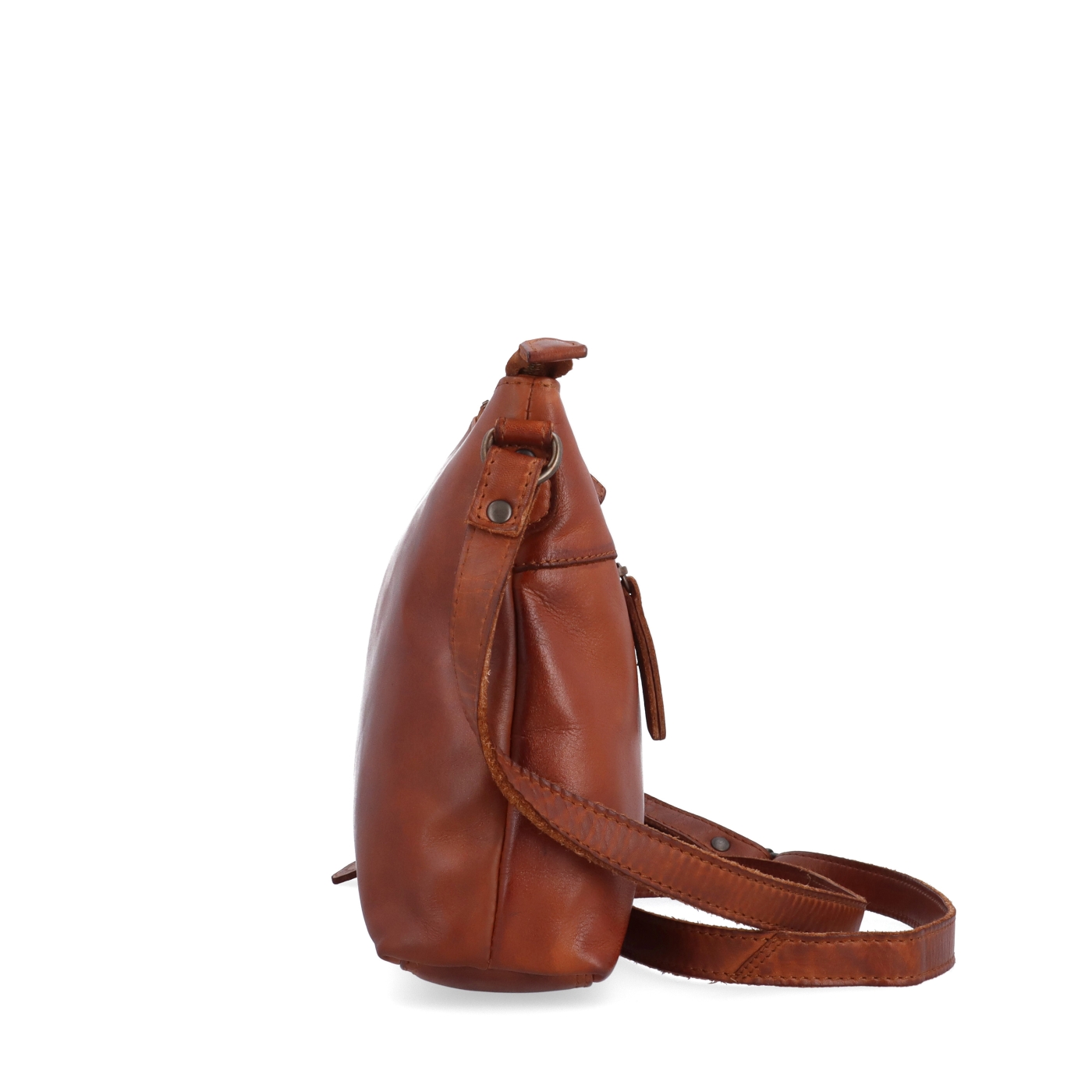 Dámska kožená crossbody kabelka Noelia Bolger materiál kože zapínanie na zips farba koňaková veľkosť stredná NB 2430 KO Z boku