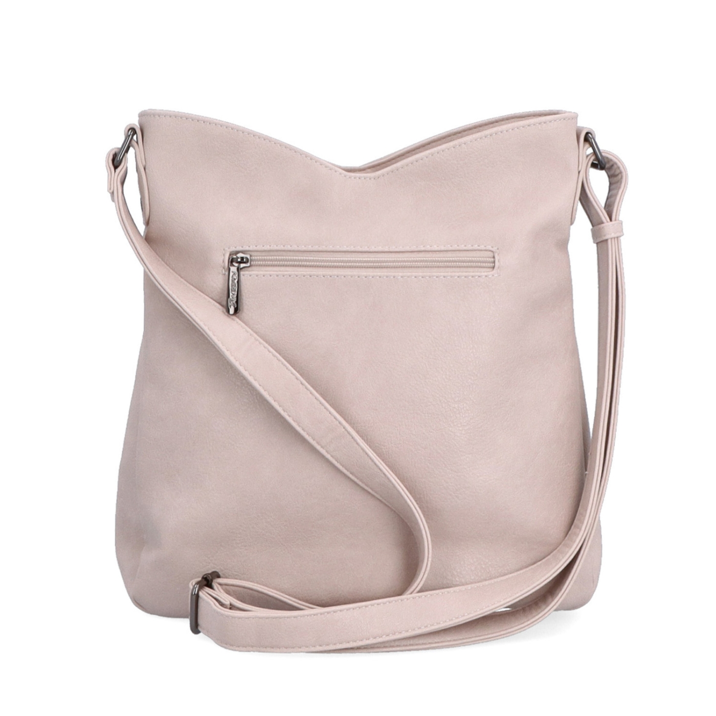 Asymetrická crossbody kabelka s prešívaním Tangerin materiál syntetická koža zapínanie na zips farba ružová veľkosť stredná 8023 LI Zozadu
