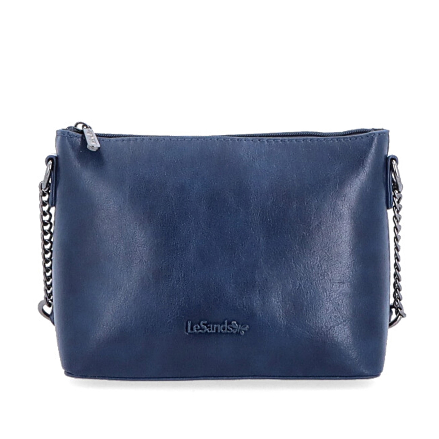 Spoločenská crossbody kabelka s retiazkou Le Sands materiál syntetická koža zapínanie na zips farba modrá veľkosť malá 7708 TM Spredu