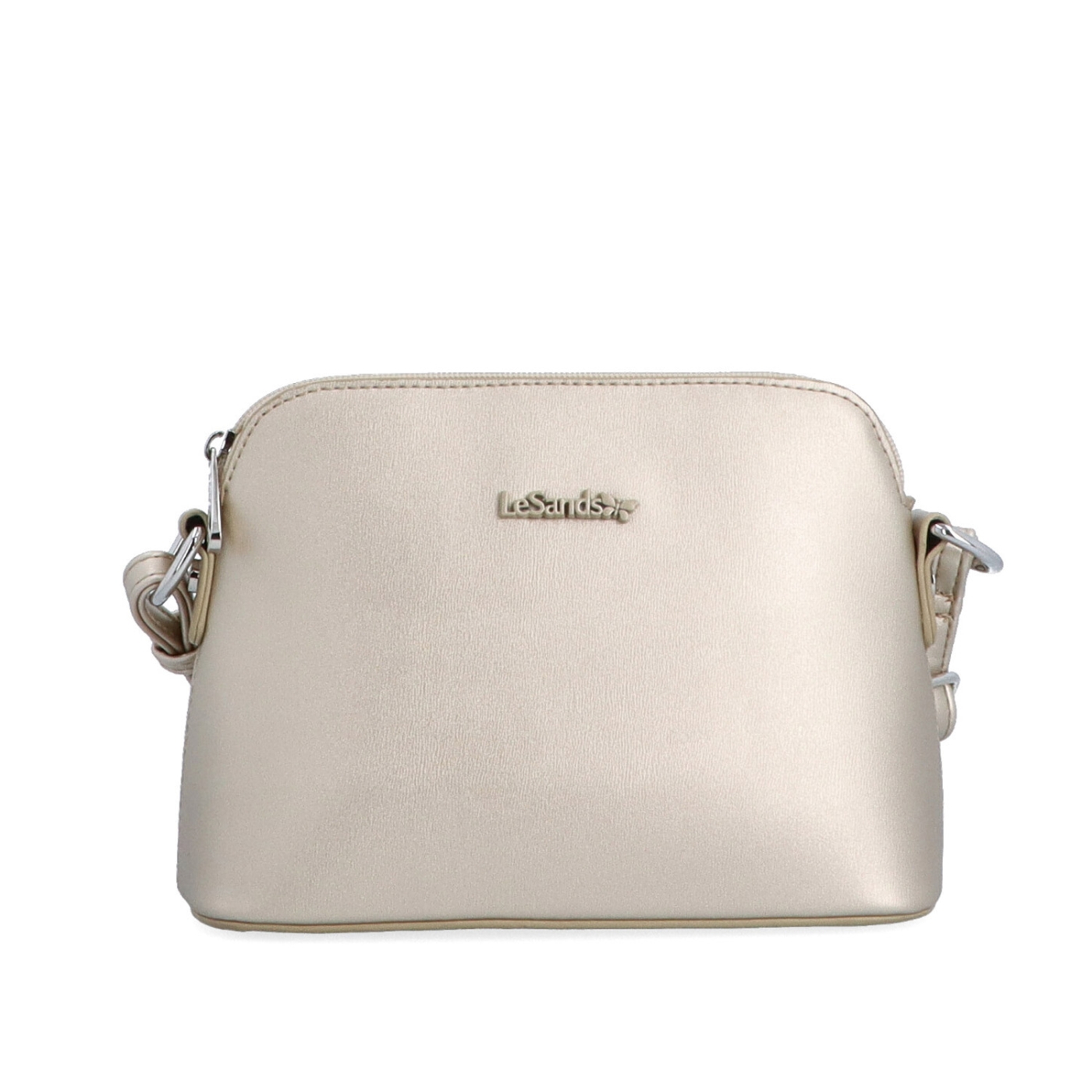 Minimalistická crossbody kabelka Le Sands materiál syntetická koža zapínanie na zips farba metalíza veľkosť malá 7710 ZL Spredu