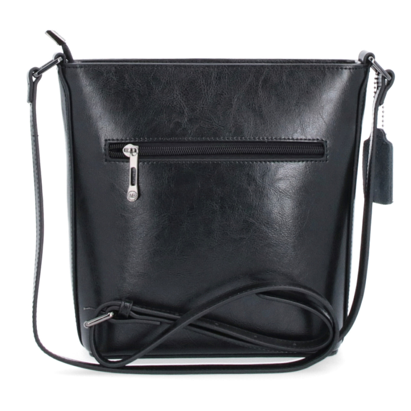 Malá elegantná kožená crossbody kabelka Noelia Bolger materiál kože zapínanie na zips farba čierna veľkosť malá NB 0065 C Zozadu