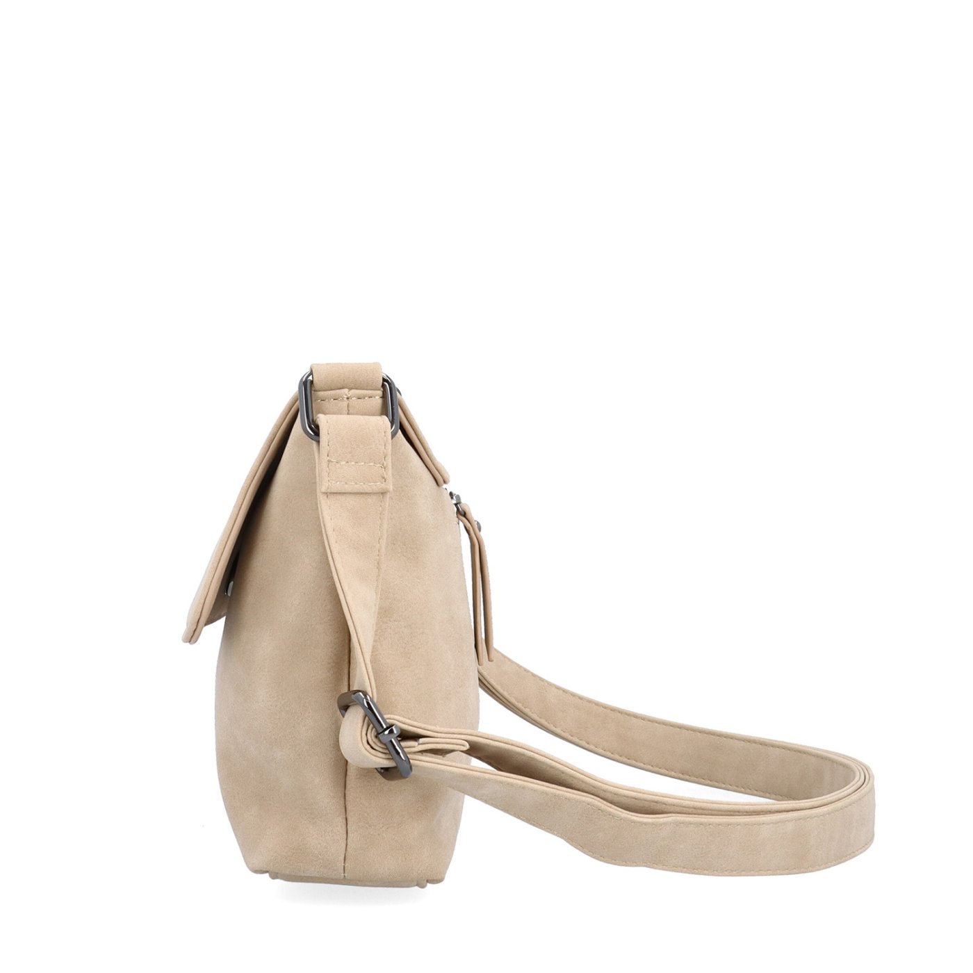 Praktická crossbody kabelka s klopou Tangerin materiál syntetická koža zapínanie na cvok farba béžová veľkosť stredná 1116 BE Z boku