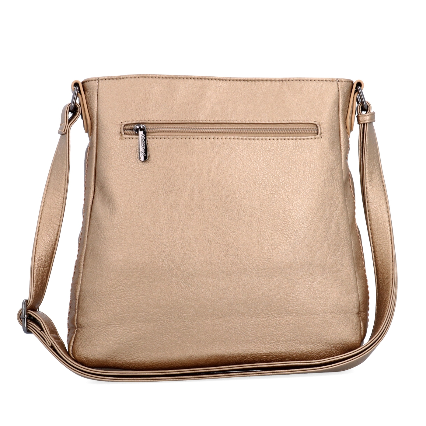 Crossbody kabelka s nastaviteľným popruhom Tangerin materiál syntetická koža zapínanie na zips farba metalíza veľkosť stredná 8049 ZL Zozadu