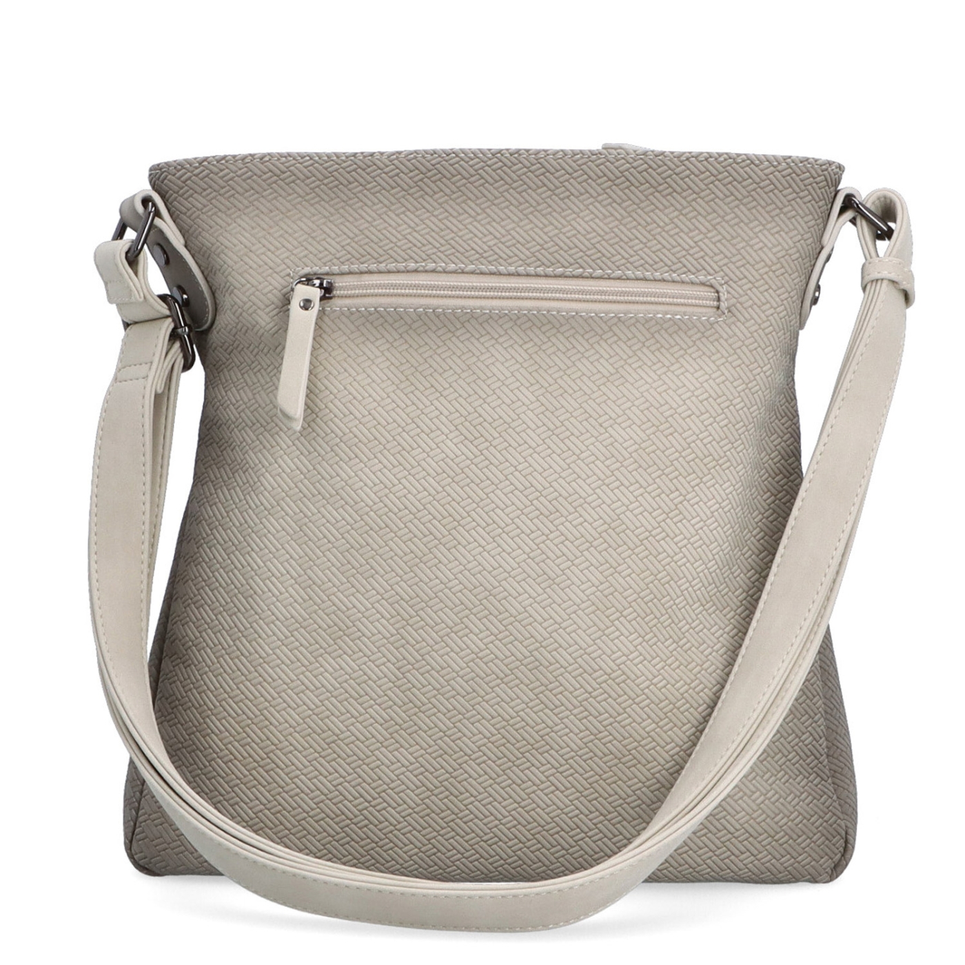 Stredná jednoduchá crossbody kabelka Indee materiál syntetická koža zapínanie na zips farba béžová veľkosť stredná 6317 K Zozadu