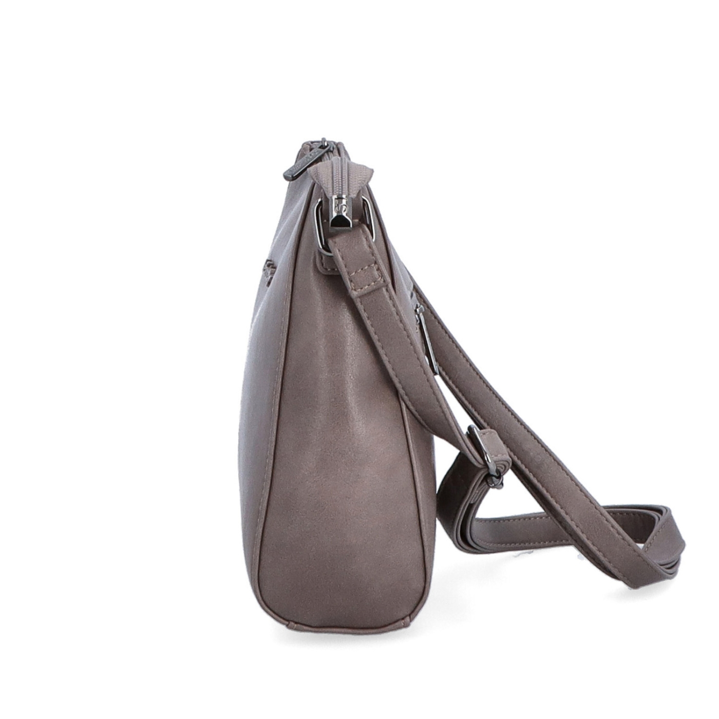 Minimalistická crossbody kabelka do mesta Le Sands materiál syntetická koža zapínanie na zips farba taupe veľkosť malá 7706 T Z boku