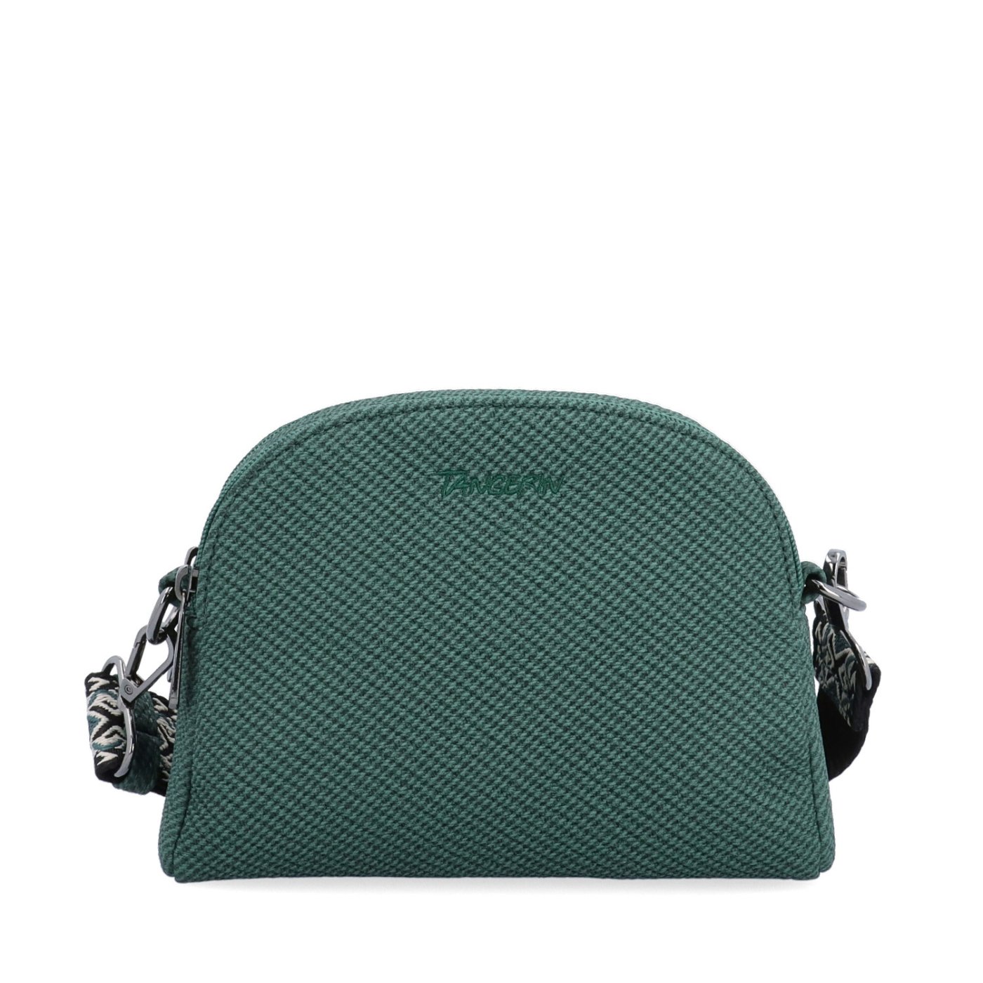 Štýlová crossbody kabelka s textúrovaným povrchom Tangerin materiál syntetická koža zapínanie na zips farba zelená veľkosť malá 4365 ZE Spredu