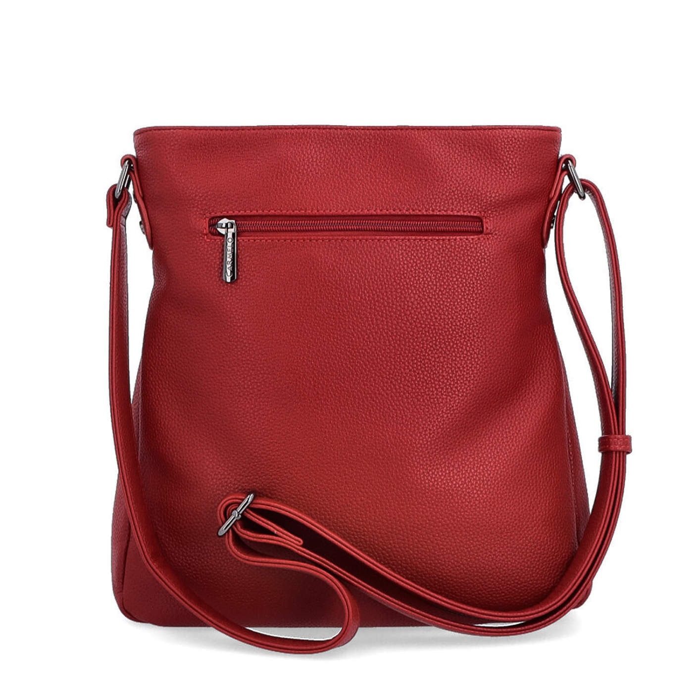 Dizajnová crossbody kabelka Carmelo materiál syntetická koža zapínanie na zips farba červená veľkosť stredná 4271 CV Zozadu