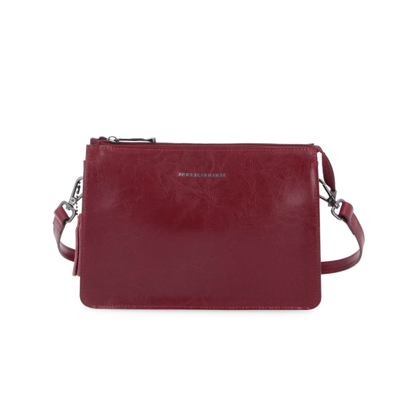 Malá kožená crossbody kabelka Noelia Bolger materiál kože zapínanie na zips farba červená veľkosť malá NB 0046 TCV Spredu