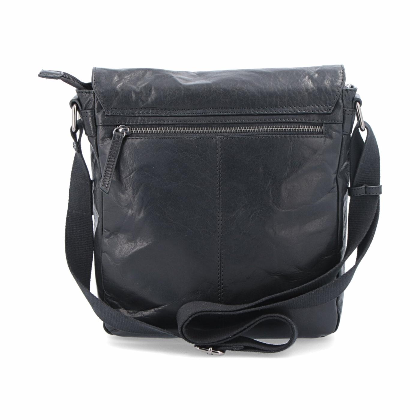 Kožená crossbody s chlopňou Poyem materiál kože zapínanie s chlopňou farba čierna veľkosť stredná 2207 Poyem C Zozadu