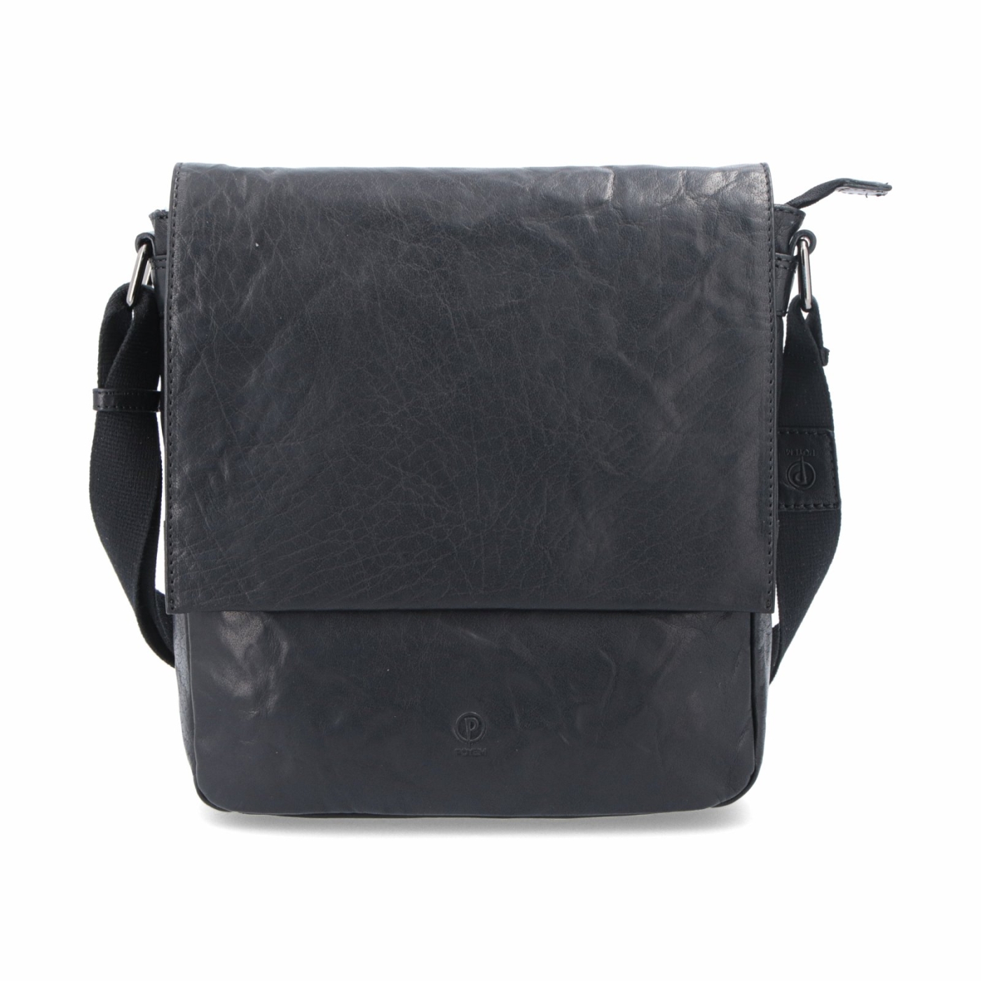 Kožená crossbody s chlopňou Poyem materiál kože zapínanie s chlopňou farba čierna veľkosť stredná 2207 Poyem C Spredu