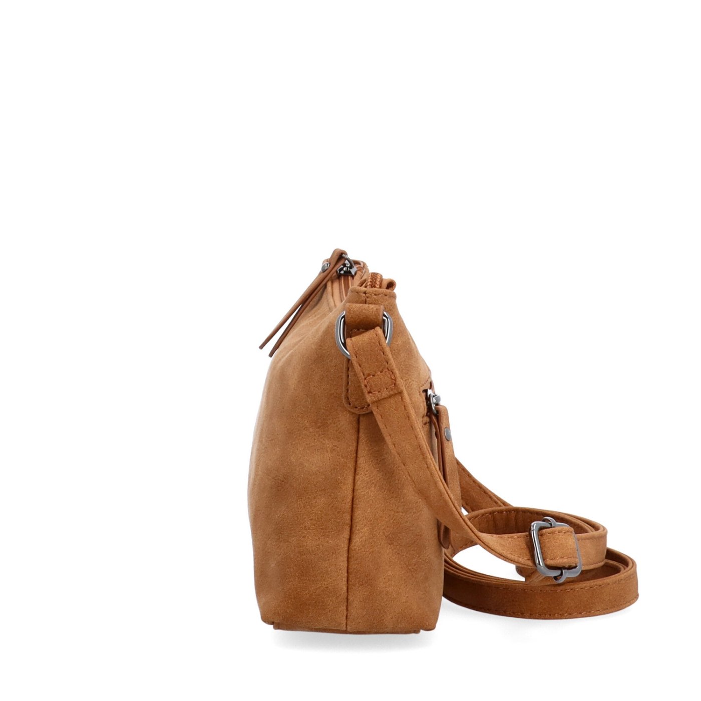 Malá elegantná crossbody kabelka Tangerin materiál syntetická koža zapínanie na zips farba koňaková veľkosť malá 1109 KO Z boku