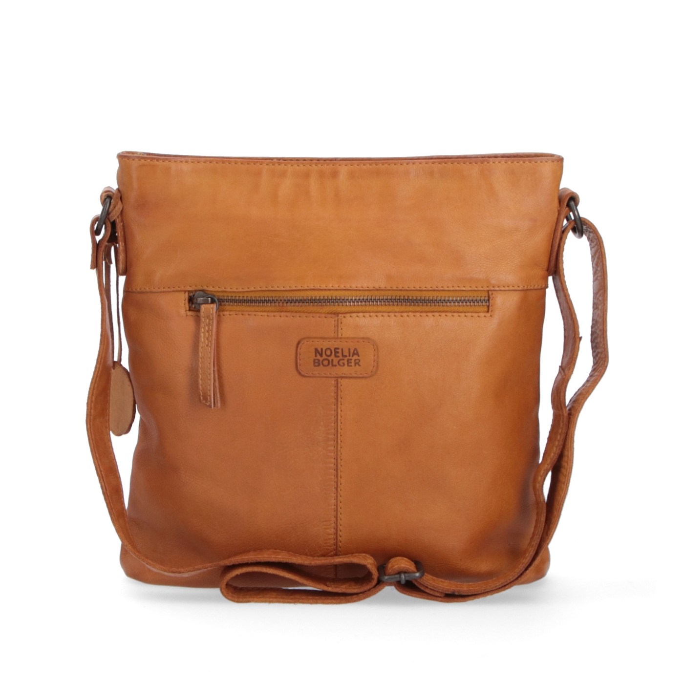 Kožená crossbody kabelka vo vintage štýle Noelia Bolger materiál kože zapínanie na zips farba žltá veľkosť malá NB 2001 ZLU Zozadu
