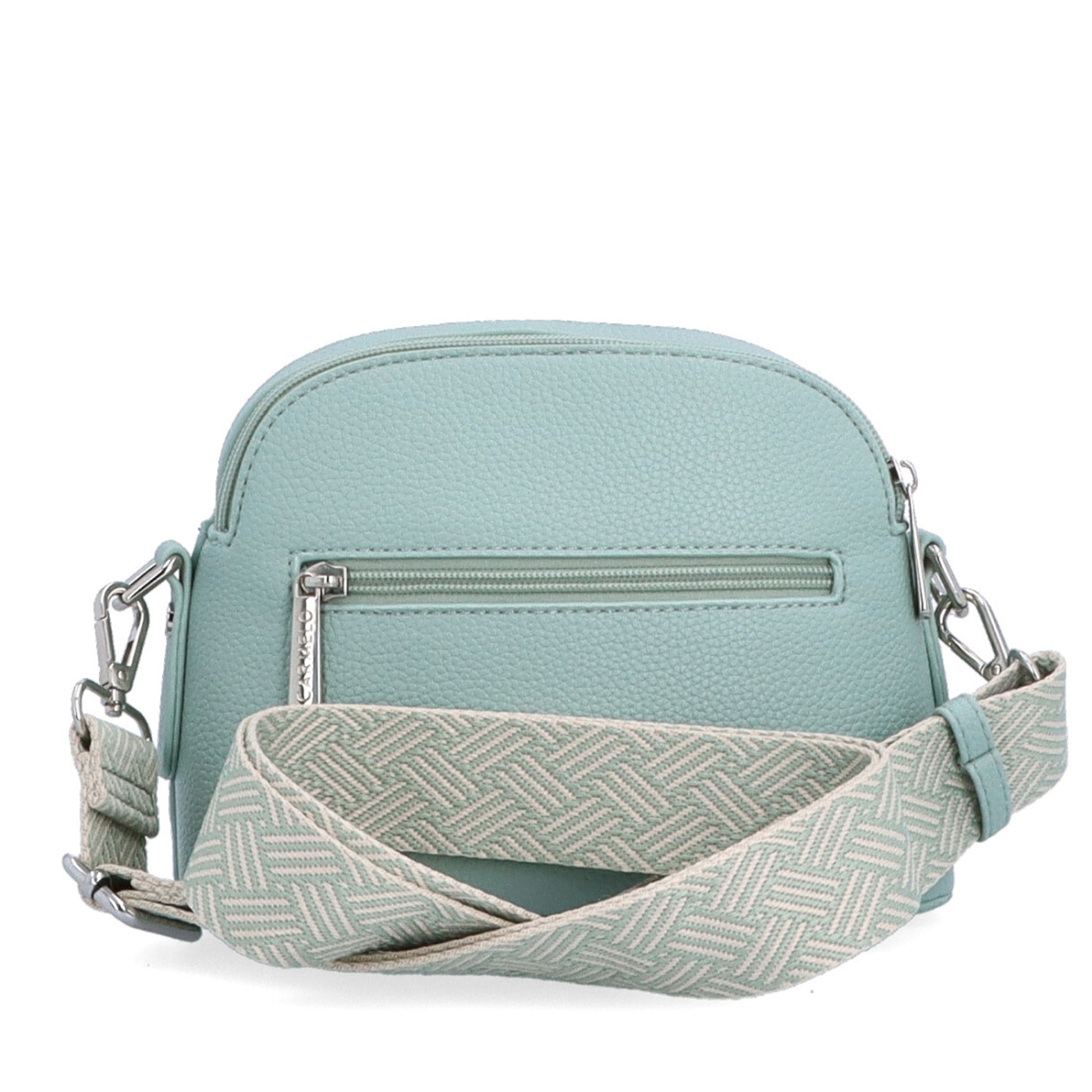 Malá crossbody kabelka so širokým popruhom Carmelo materiál syntetická koža zapínanie na zips farba zelená veľkosť malá 4355 SZE Zozadu