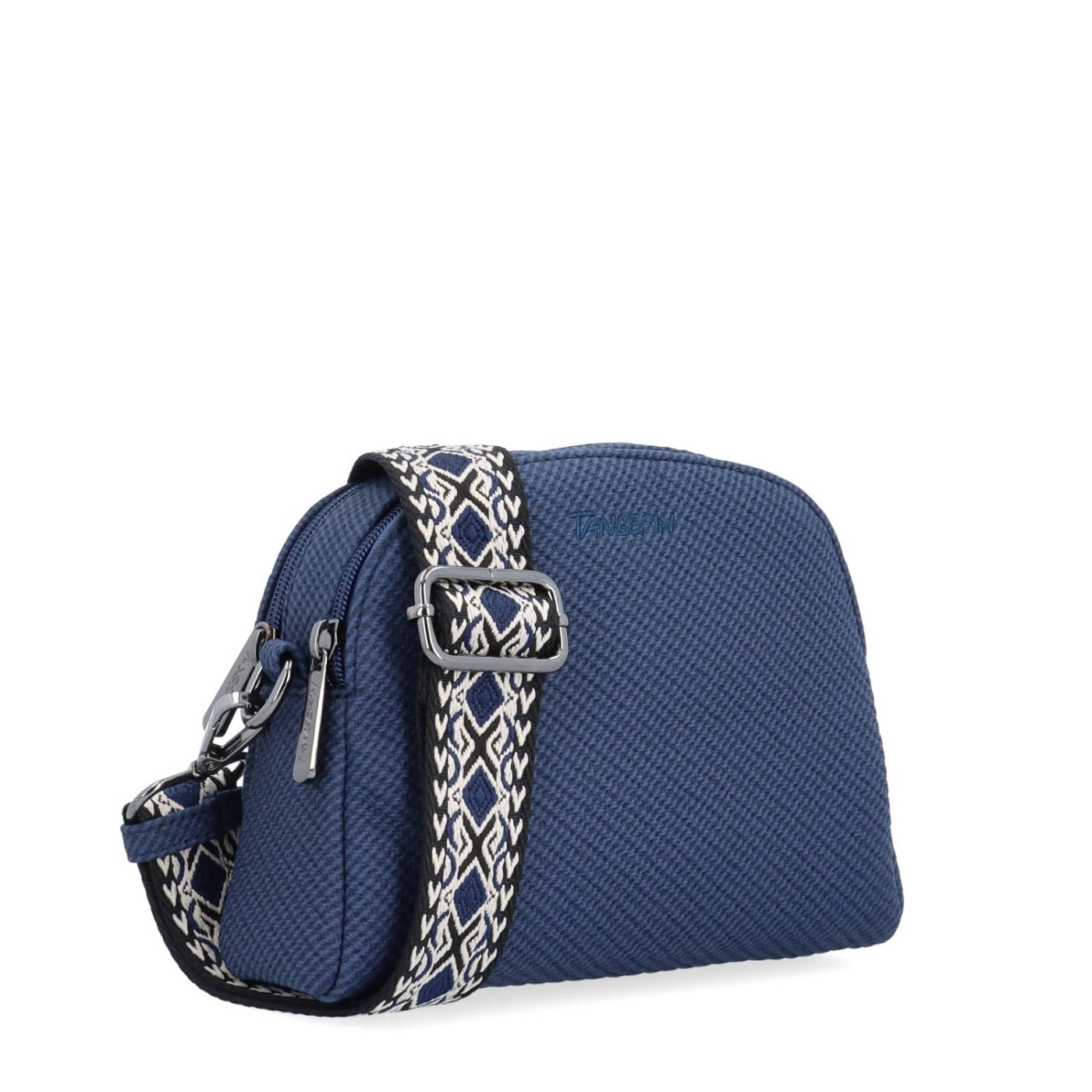 Štýlová crossbody kabelka s textúrovaným povrchom Tangerin materiál syntetická koža zapínanie na zips farba modrá veľkosť malá 4365 M