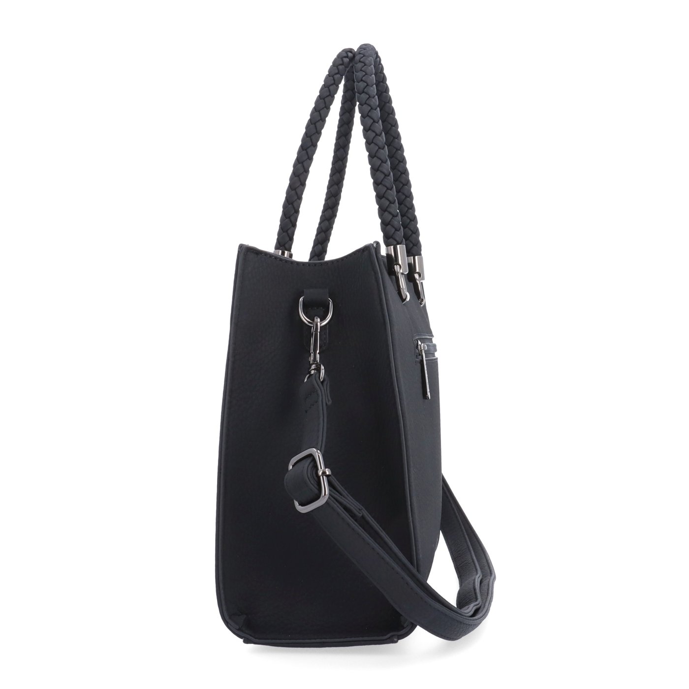 Dámska kabelka s odnímateľným crossbody popruhom Le Sands materiál syntetická koža zapínanie na zips farba čierna veľkosť stredná 4648 C Z boku