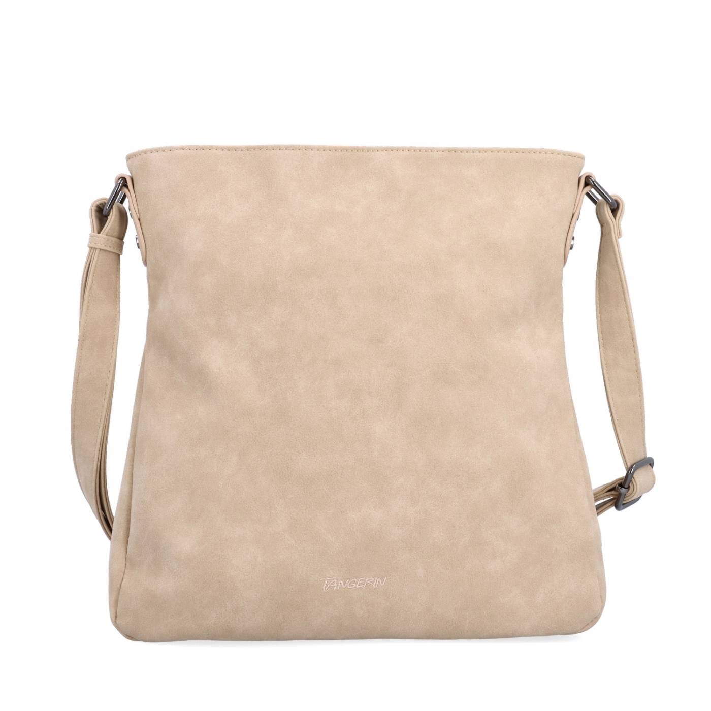 Štýlová crossbody kabelka s čistým dizajnom Tangerin materiál syntetická koža zapínanie na zips farba béžová veľkosť stredná 1101 BE Spredu