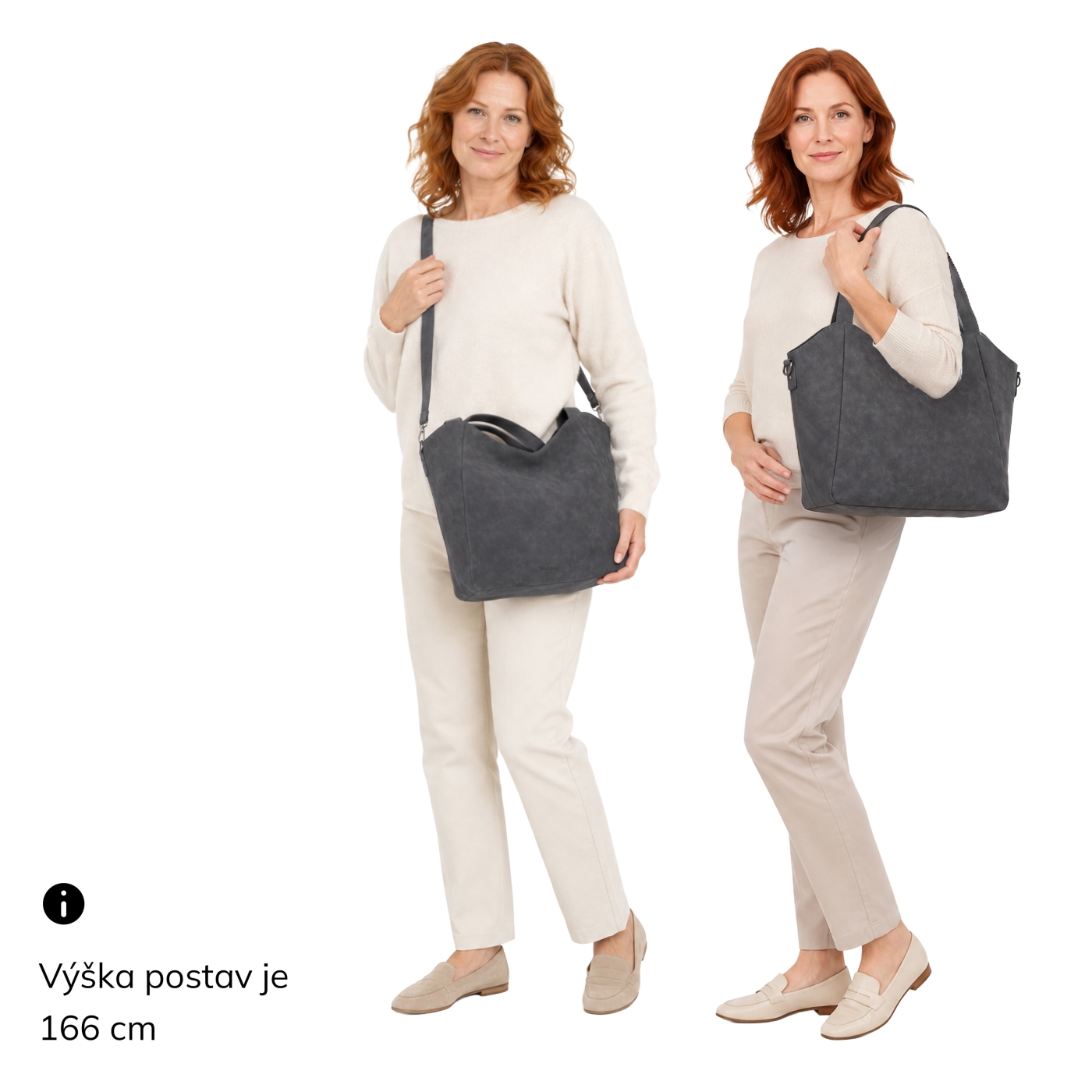 Veľká kabelka na rameno s crossbody popruhom Tangerin materiál syntetická koža zapínanie na zips farba béžová veľkosť veľká 1120 MO Na postave