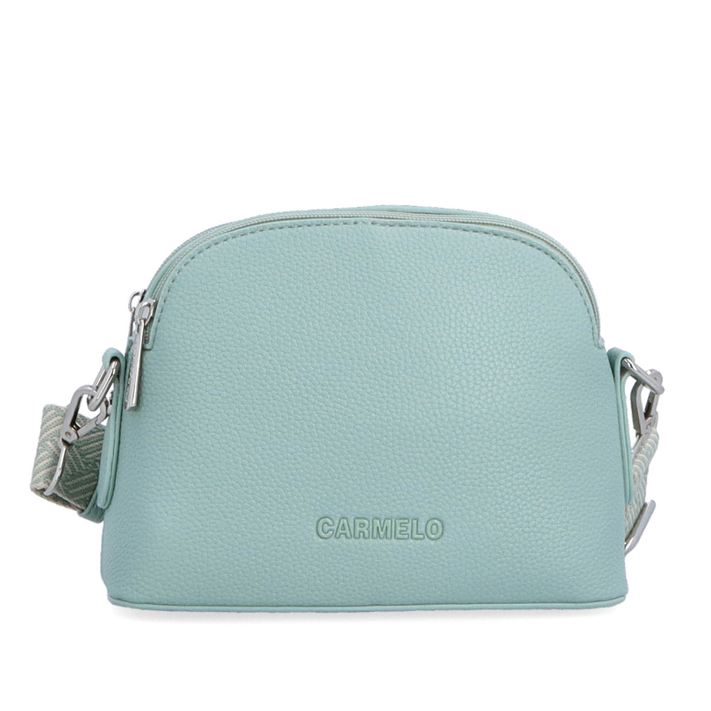 Malá crossbody kabelka so širokým popruhom Carmelo materiál syntetická koža zapínanie na zips farba zelená veľkosť malá 4355 SZE Spredu