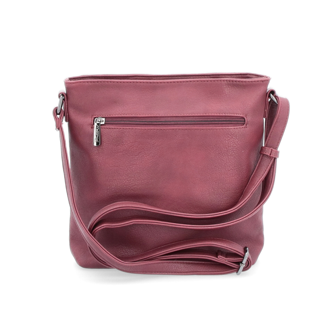 Menší crossbody kabelka Tangerin materiál syntetická koža zapínanie na zips farba vínová veľkosť stredná 8022 BO Zozadu