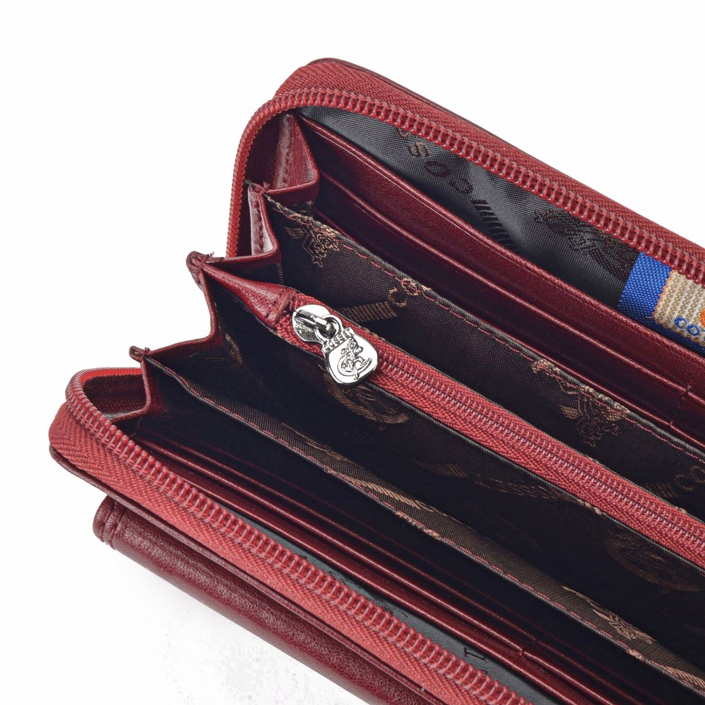 Kožená peňaženka peračník Cosset materiál kože zapínanie na zips farba vínová veľkosť veľká 4491 Komodo BO Detail