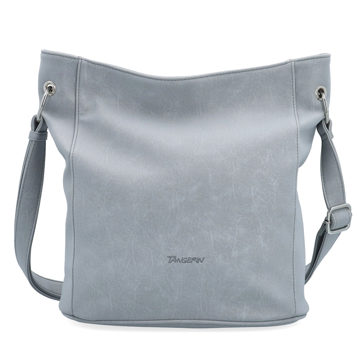 Mestská crossbody kabelka s hebkým povrchom a deleným vnútrom Tangerin materiál syntetická koža zapínanie na zips farba sivá veľkosť stredná 7015 SS Spredu