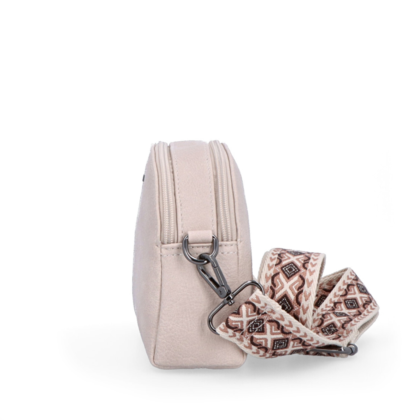 Malá crossbody kabelka s výrazným popruhom Tangerin materiál syntetická koža zapínanie na zips farba ružová veľkosť malá 8044 LI Z boku