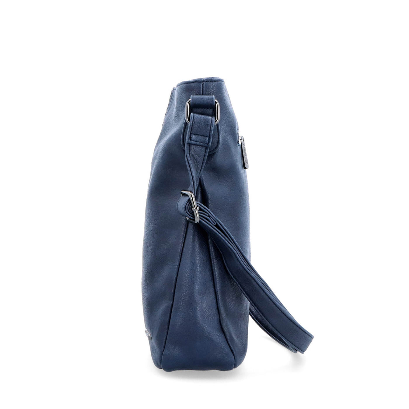 Crossbody kabelka s jednoduchým prešívaním Tangerin materiál syntetická koža zapínanie na zips farba modrá veľkosť stredná 8003 TM Z boku