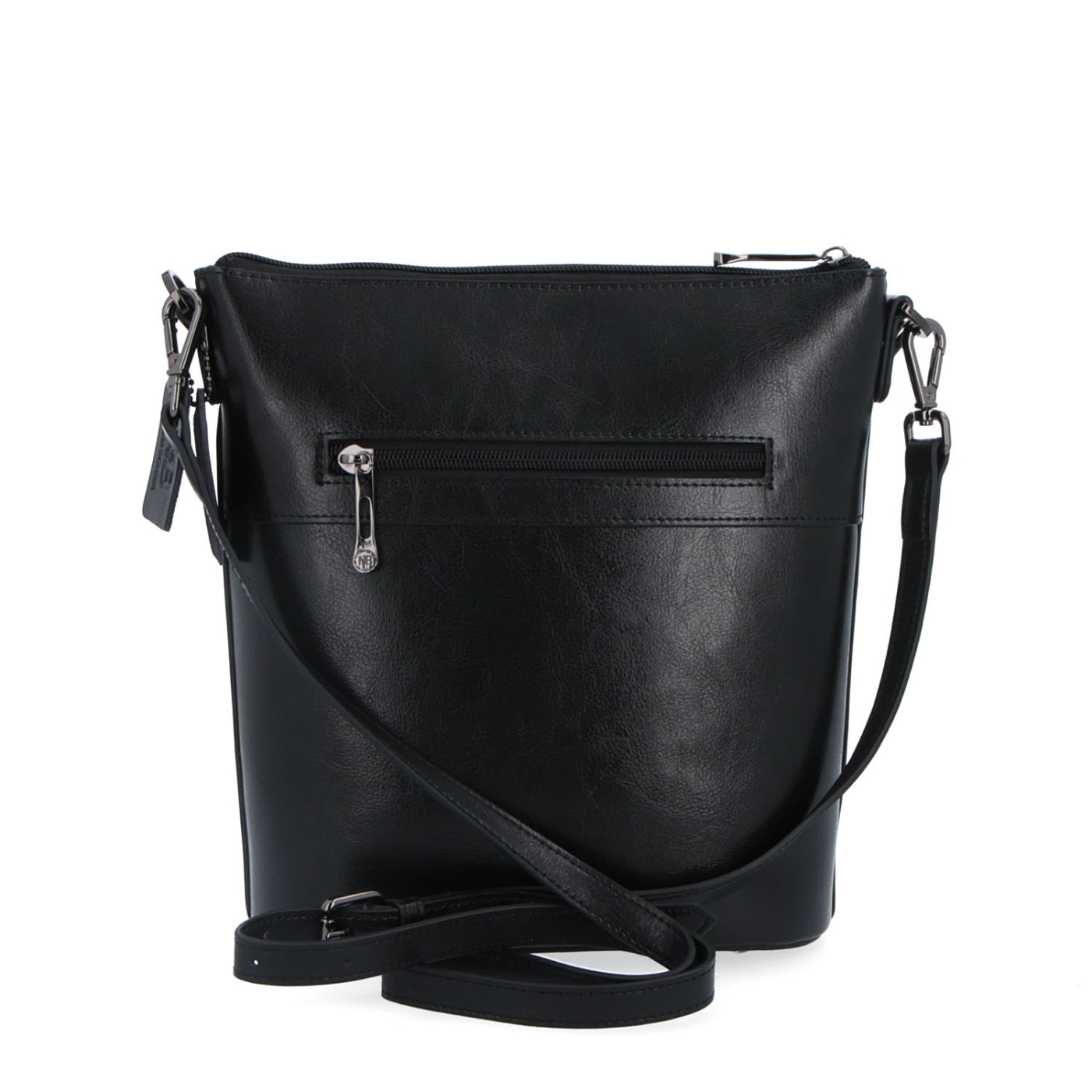 Elegantná kožená crossbody s retiazkou Noelia Bolger materiál kože zapínanie na zips farba čierna veľkosť malá NB 0048 C Zozadu