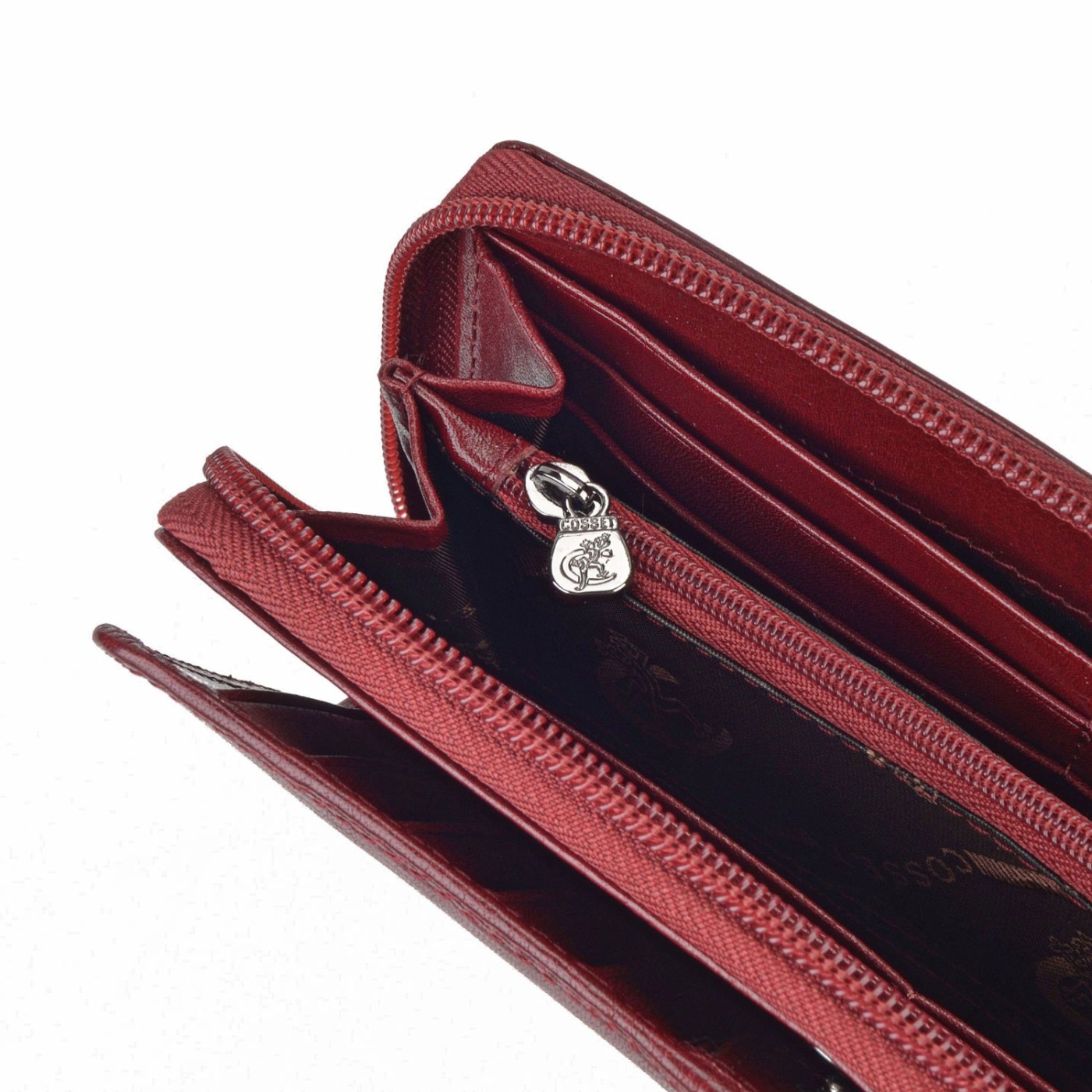 Kožená peňaženka peračník Cosset materiál kože zapínanie na zips farba vínová veľkosť veľká 4401 Komodo BO Detail