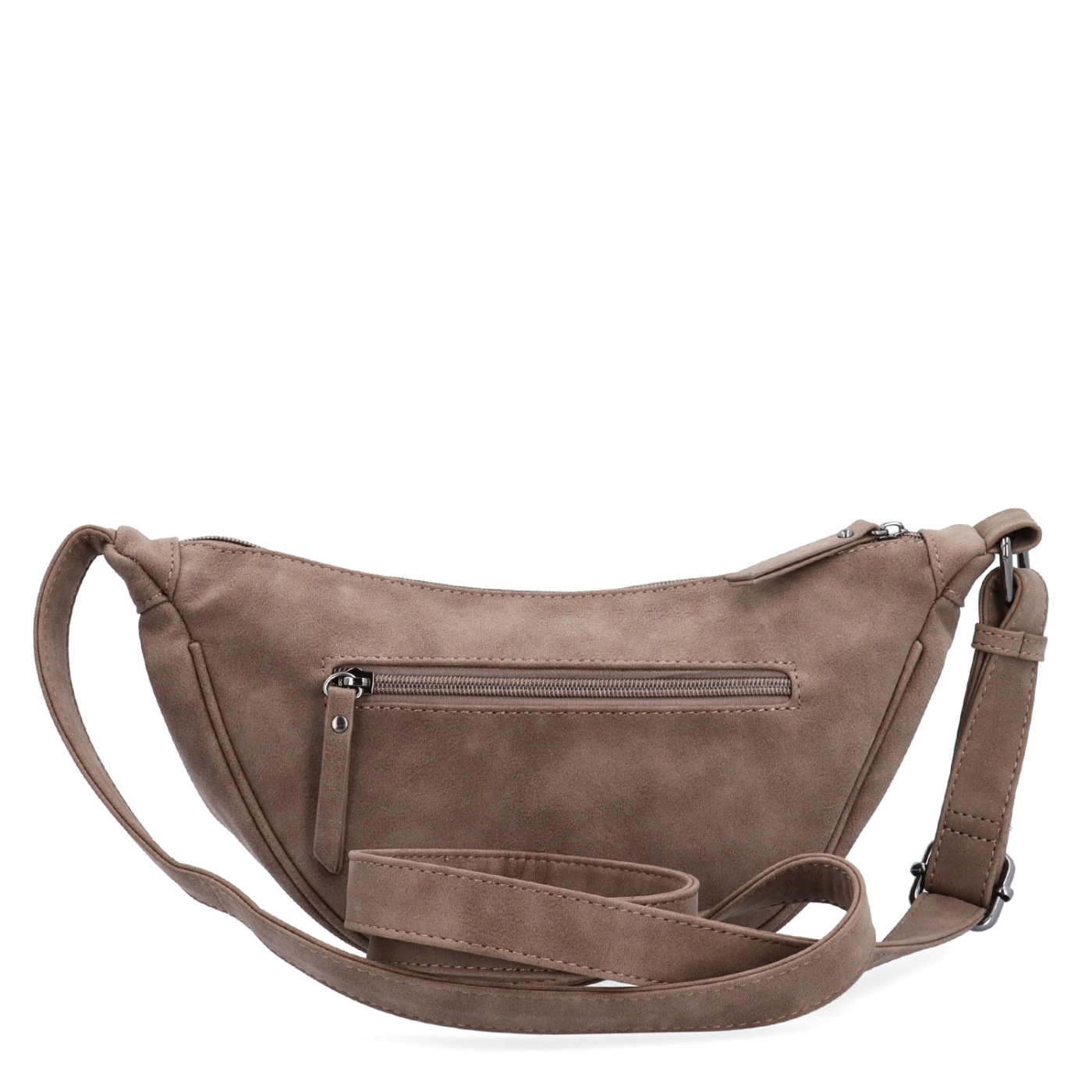 Štýlový dámský Moonbag zo syntetického materiálu Tangerin materiál syntetická koža zapínanie na zips farba hnedá veľkosť malá 1112 H Zozadu