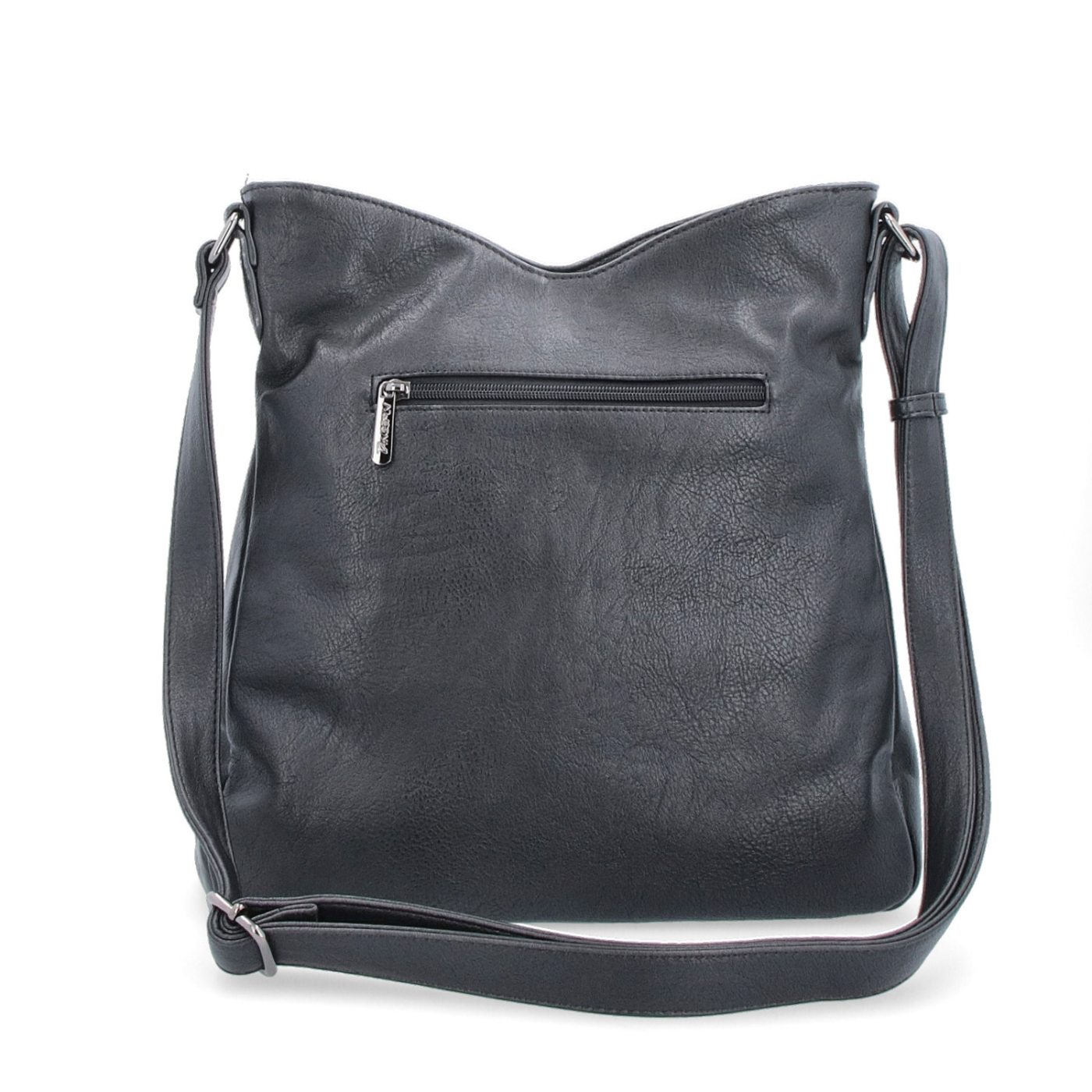 Asymetrická crossbody kabelka s prešívaním Tangerin materiál syntetická koža zapínanie na zips farba čierna veľkosť stredná 8023 C Zozadu