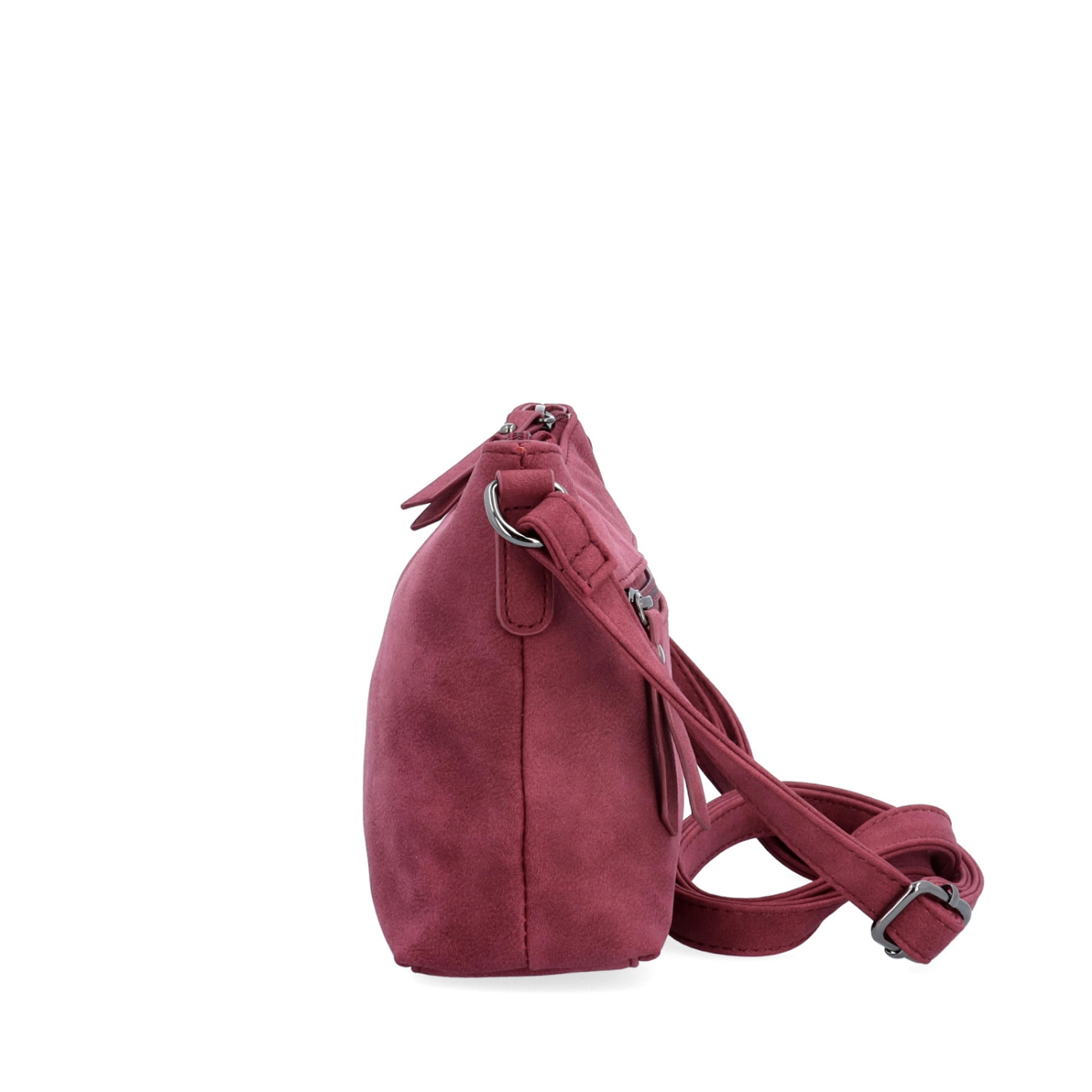 Malá elegantná crossbody kabelka Tangerin materiál syntetická koža zapínanie na zips farba vínová veľkosť malá 1109 BO Z boku