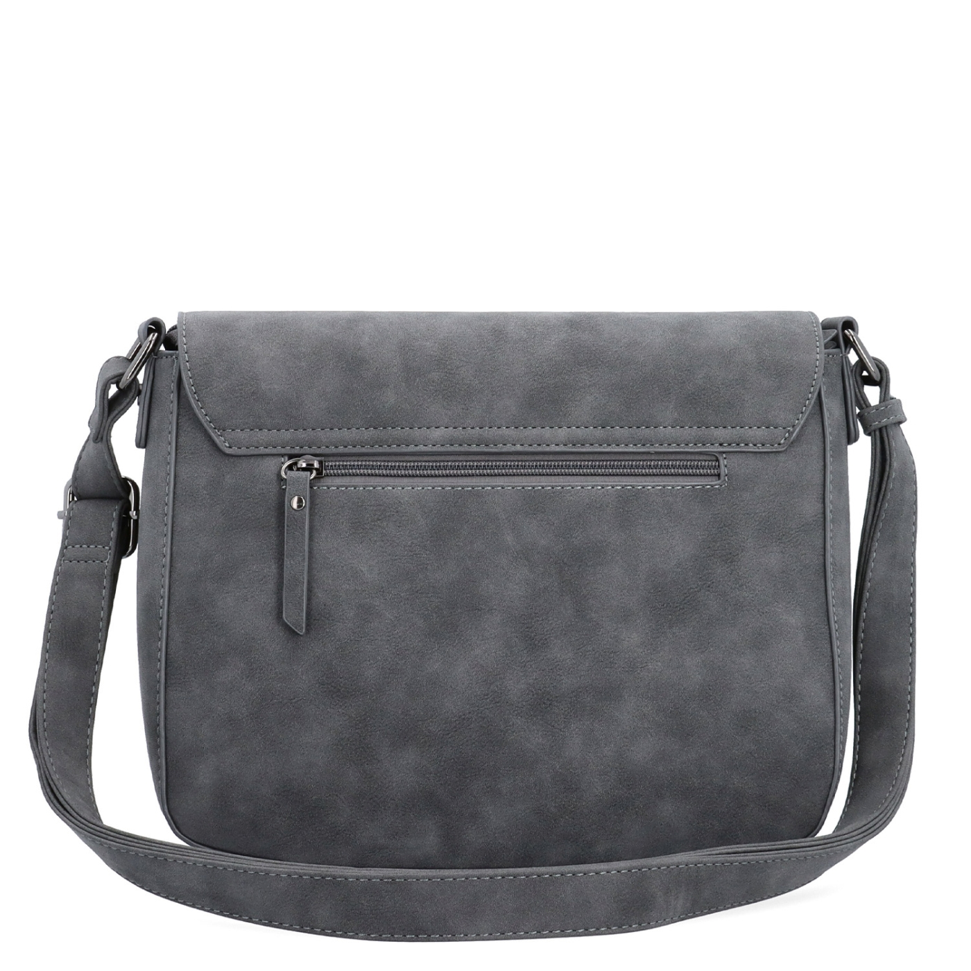 Elegantná crossbody kabelka s chlopňou Tangerin materiál syntetická koža zapínanie na zips farba sivá veľkosť stredná 1115 ANT Zozadu