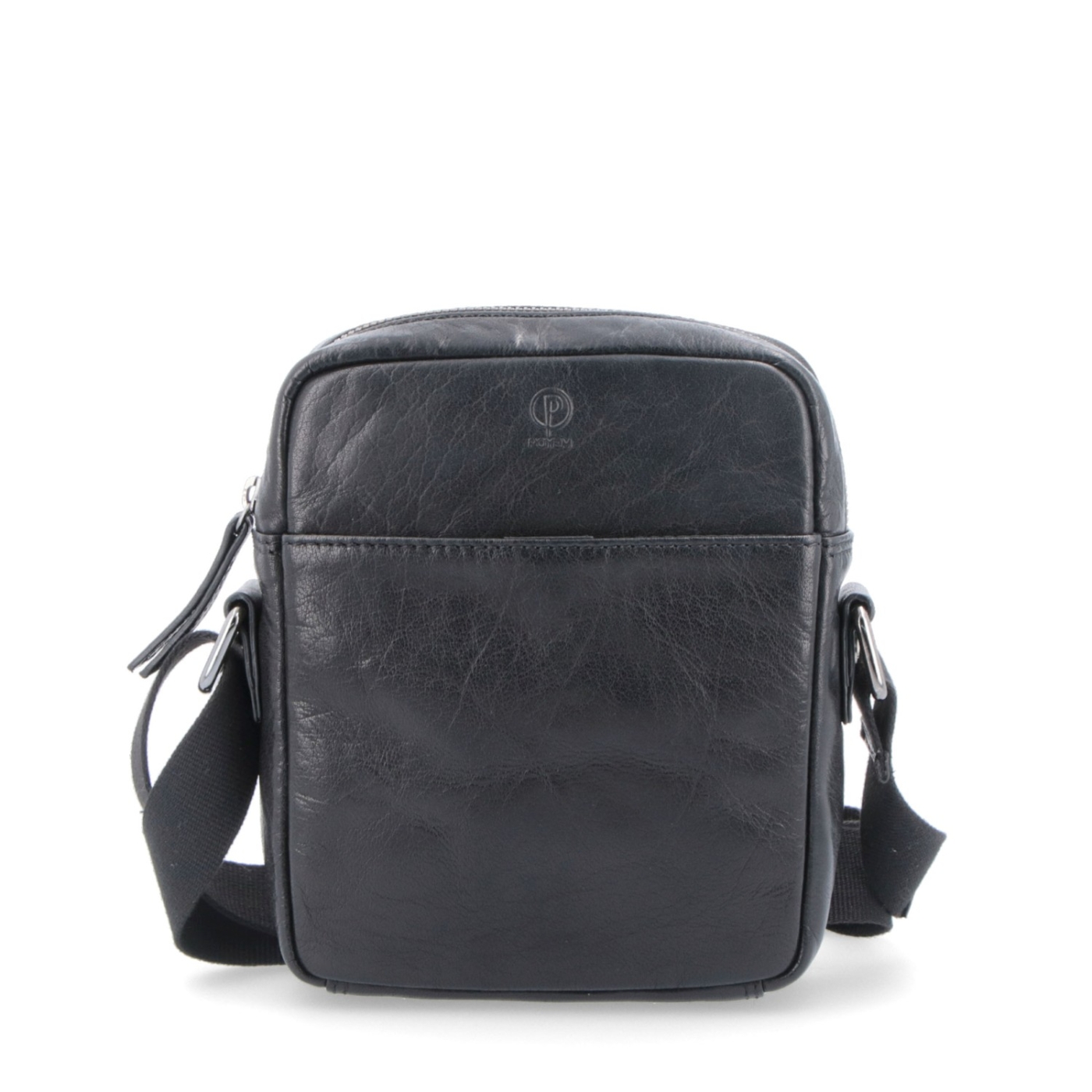 Malá kožená crossbody Poyem materiál kože zapínanie na zips farba čierna veľkosť malá 2213 Poyem C Spredu