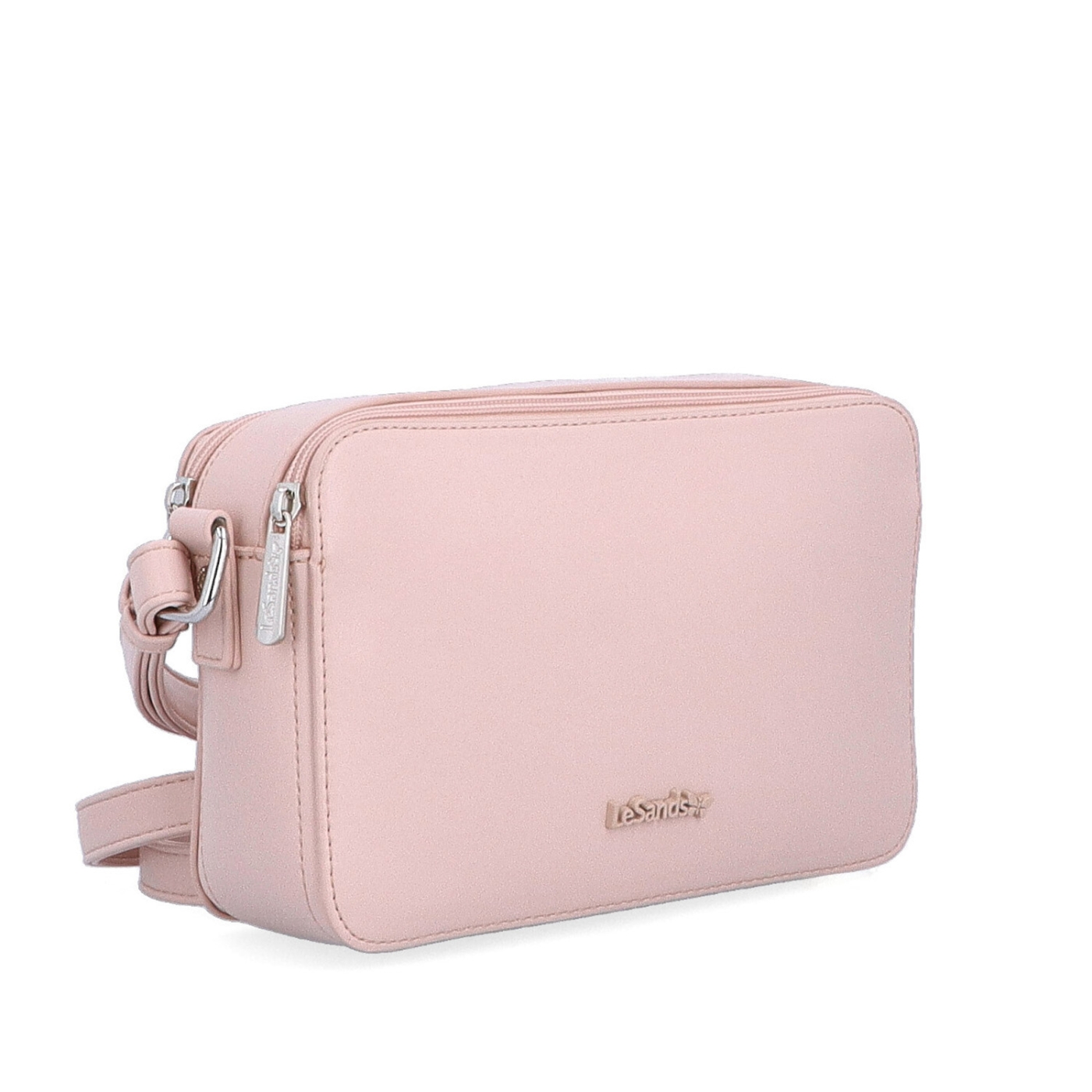 Praktická crossbody kabelka s dvoma vreckami Le Sands materiál syntetická koža zapínanie na zips farba ružová veľkosť malá 7717 R