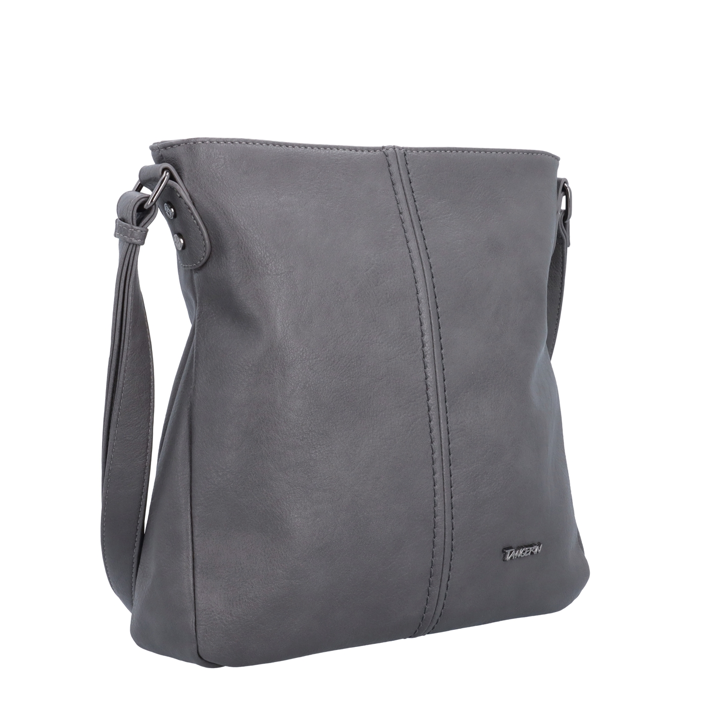 Crossbody kabelka s jednoduchým prešívaním Tangerin materiál syntetická koža zapínanie na zips farba sivá veľkosť stredná 8003 TS