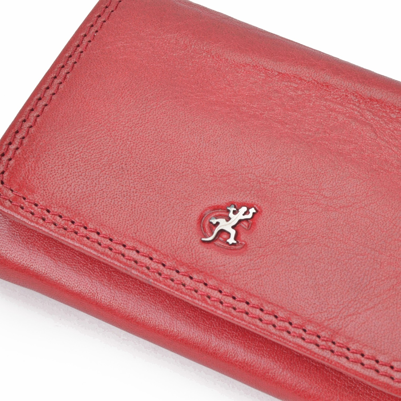 Praktická kožená peňaženka Cosset materiál kože zapínanie na cvok farba červená veľkosť malá 4509 Komodo CV Logo