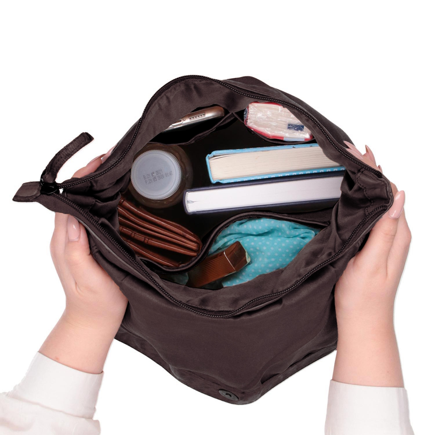 Kožený batoh s chlopňou vo vintage štýle Noelia Bolger materiál kože zapínanie na zips farba hnedá veľkosť stredná NB 2014 H Vnútro
