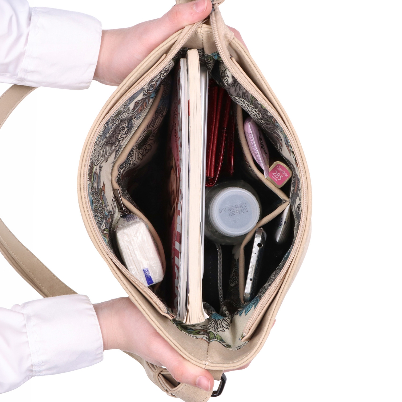 Crossbody kableka s originálnym dizajnom Tangerin materiál syntetická koža zapínanie na zips farba béžová veľkosť stredná 1118 BE Vnútro