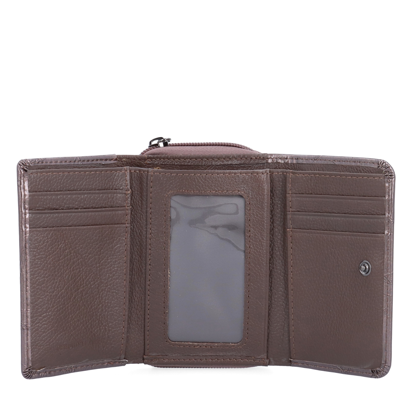 Elegantná lakovaná kožená peňaženka Carmelo materiál kože zapínanie na zips farba taupe veľkosť malá 2105 L T Otvorený