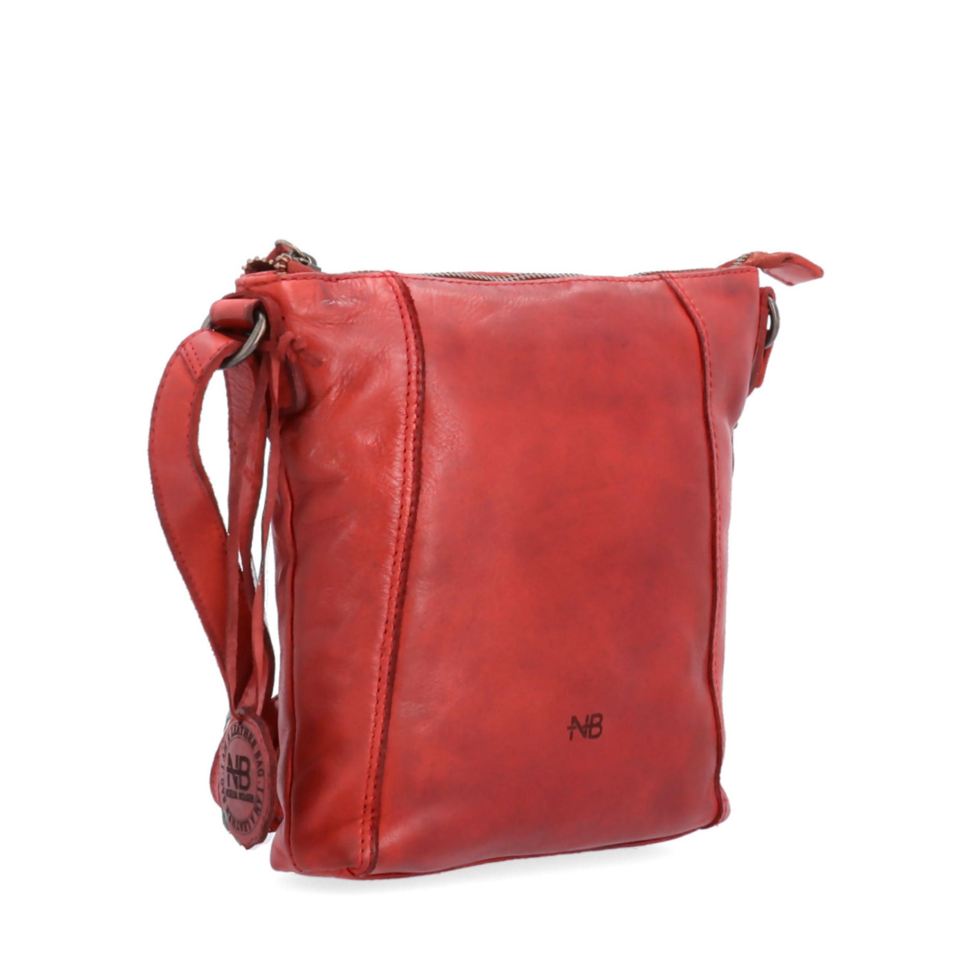 Malá kožená crossbody s prešívaním Noelia Bolger materiál kože zapínanie na zips farba červená veľkosť malá NB 2086 CV