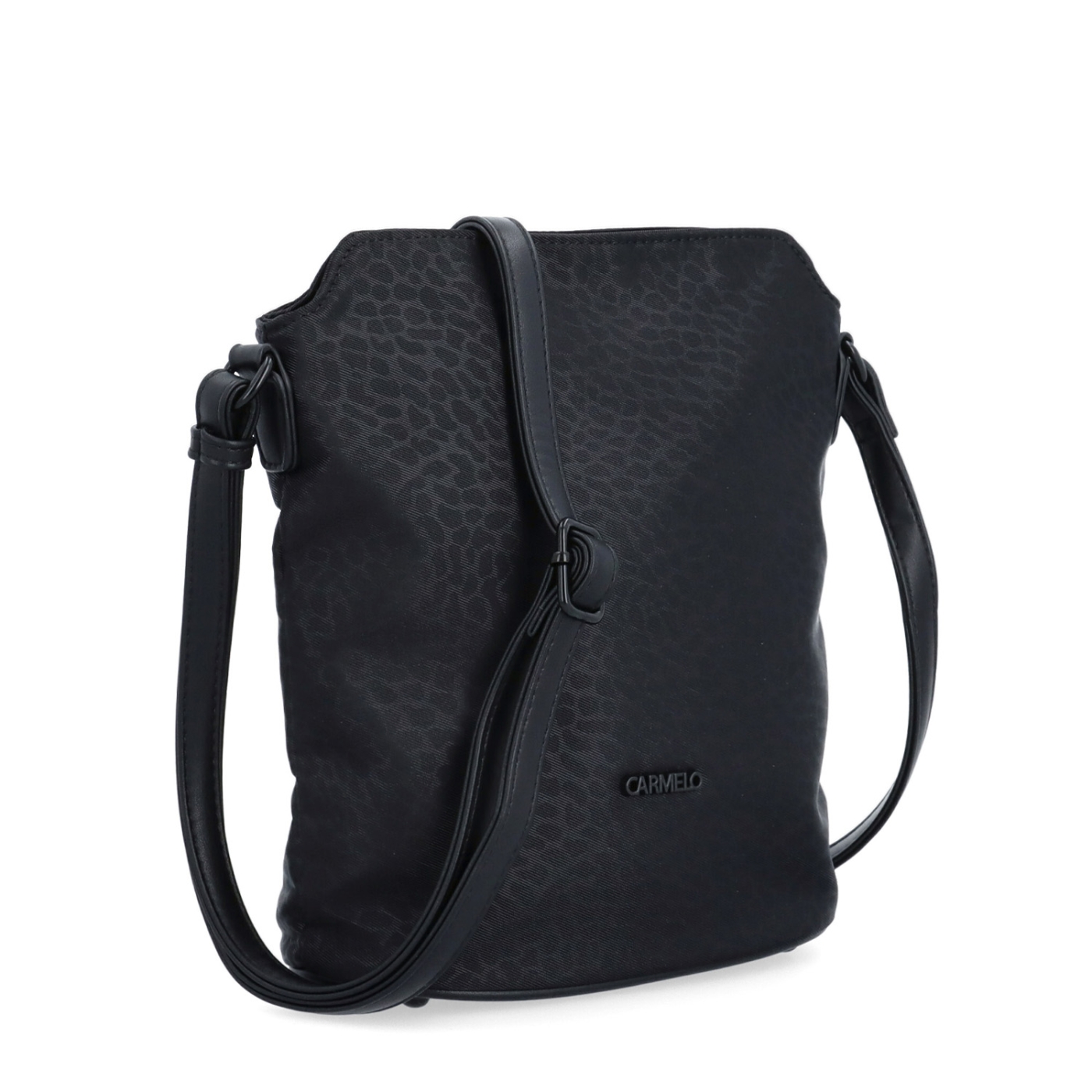 Praktická crossbody kabelka s extra vreckom Carmelo materiál nylon zapínanie na zips farba čierna veľkosť malá 6607 C LE