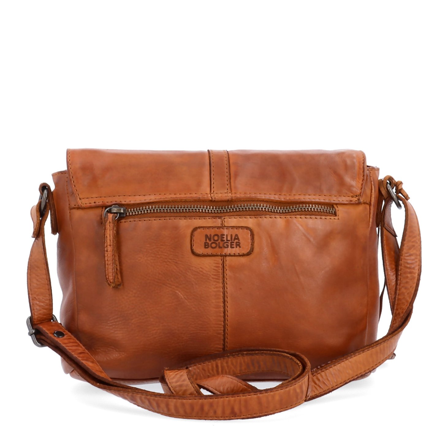 Kožená crossbody kabelka s chlopňou Noelia Bolger materiál kože zapínanie s chlopňou farba koňaková veľkosť stredná NB 2416 KO Zozadu