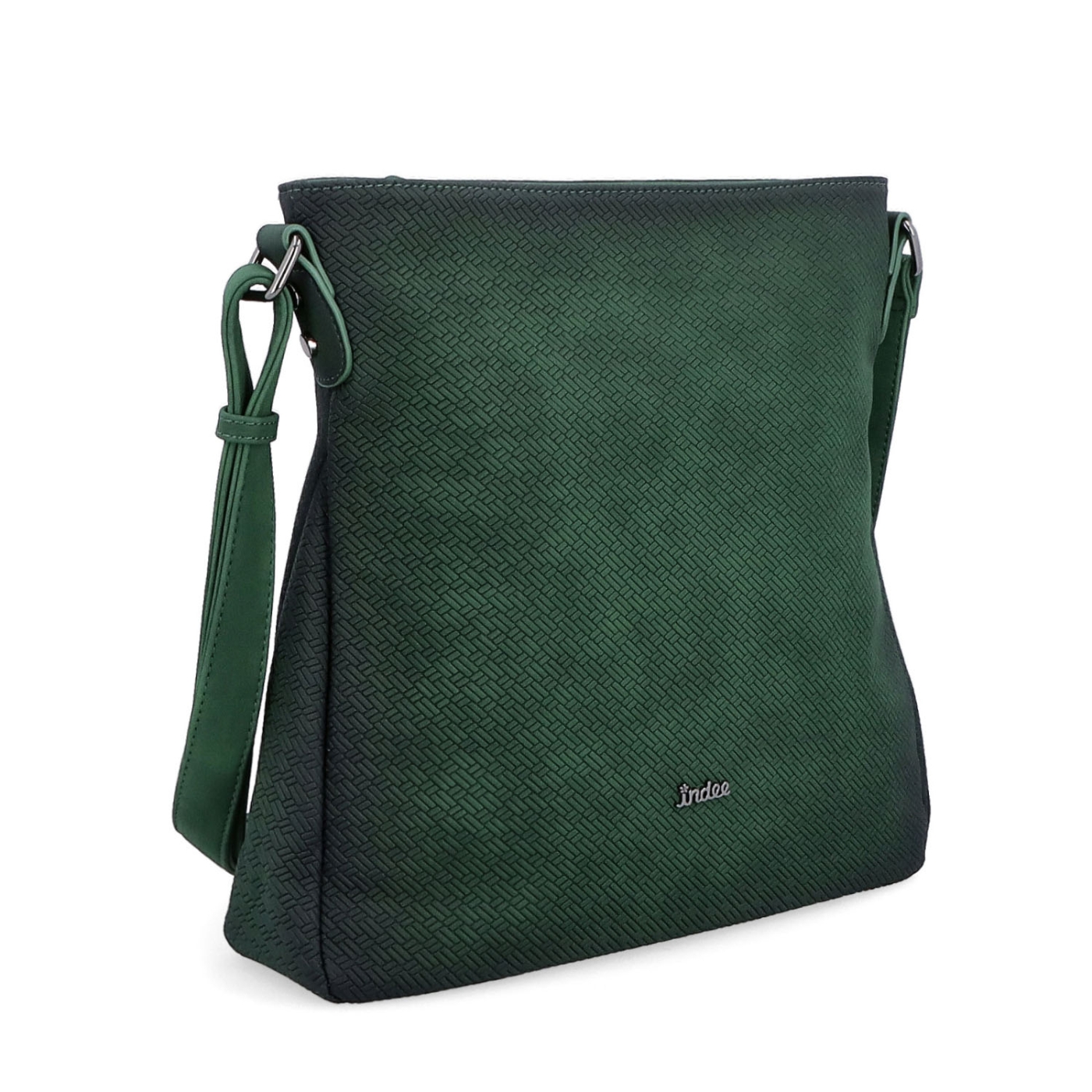 Stredná jednoduchá crossbody kabelka Indee materiál syntetická koža zapínanie na zips farba zelená veľkosť stredná 6317 TZE